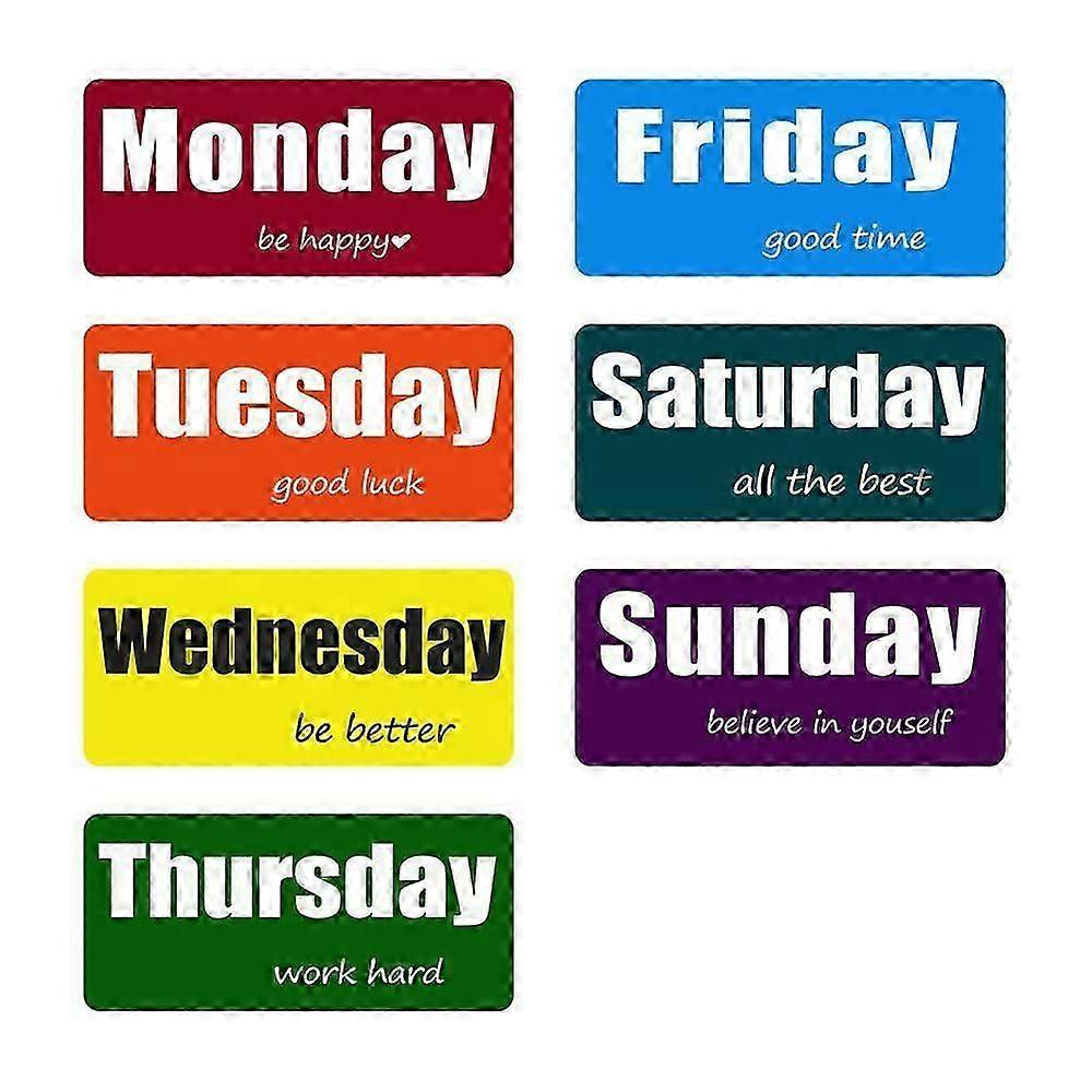 7Pcs/Set Days of Week Fridge Magnet Colorful Weekday Weekend Magnetic Date Indicator Whiteboard Refrigerator Magnet Home Office Decoration-Yvan