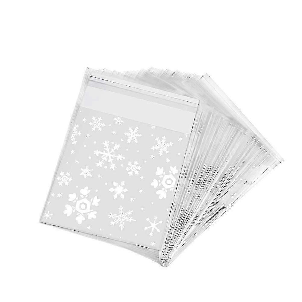 100pcs Snowflake Printed Christmas Gift Packaging Bag Plastic Candy Package Bag