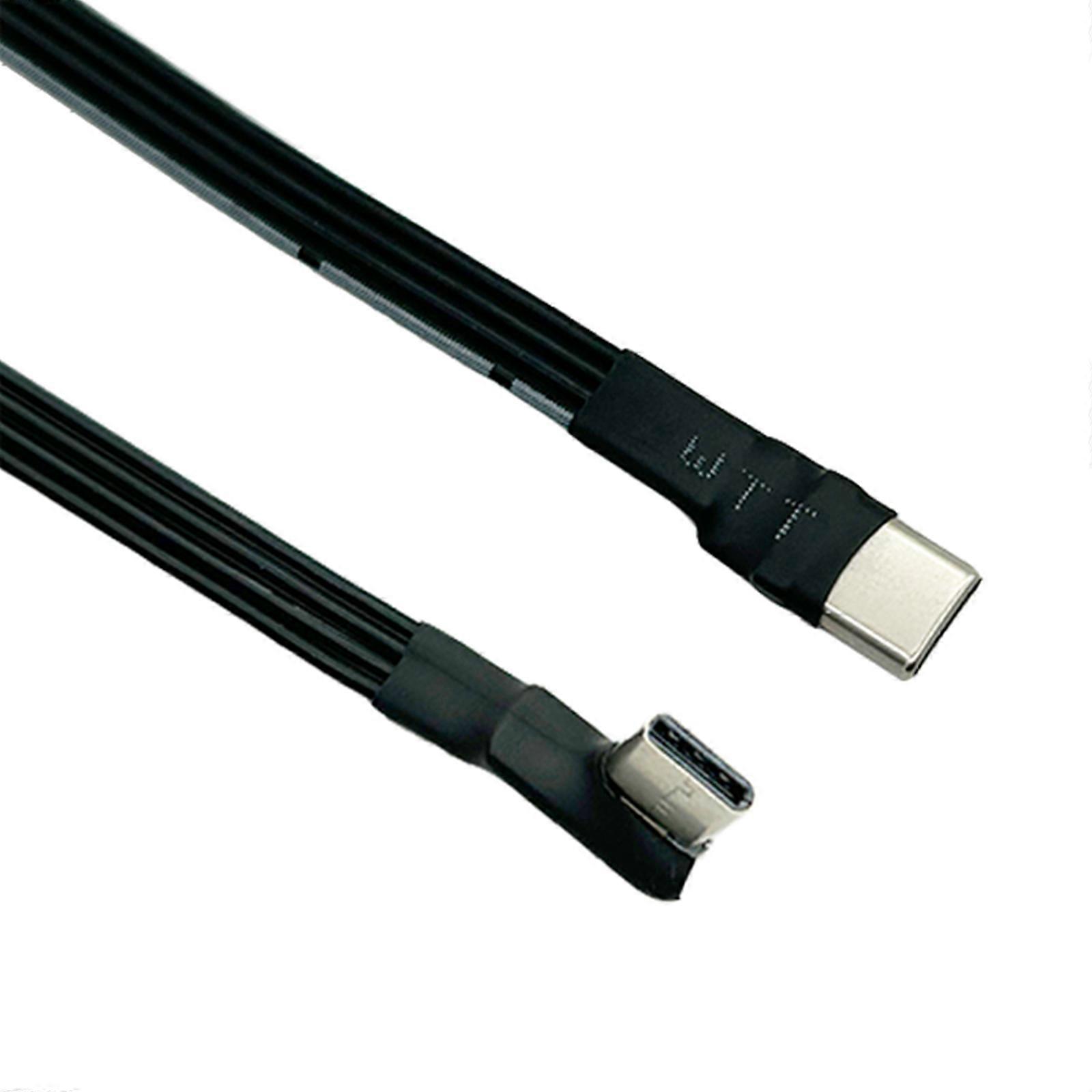 Fast Speed USB 2.0 Type C Male to USB C Male Flat Cable with 90° Angle Short Cord for Drones, Storage, and Smartphones
