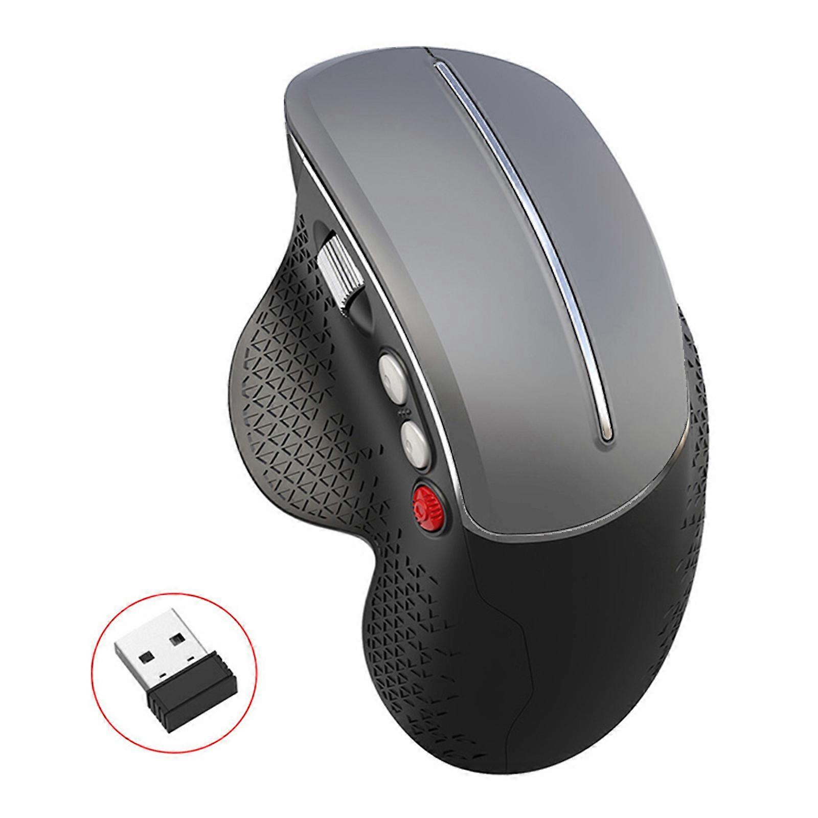 Ergonomic Vertical Mouse 2.4G Wireless Mouse 3500DPI Comfort Design for Office and Gaming  Gray
