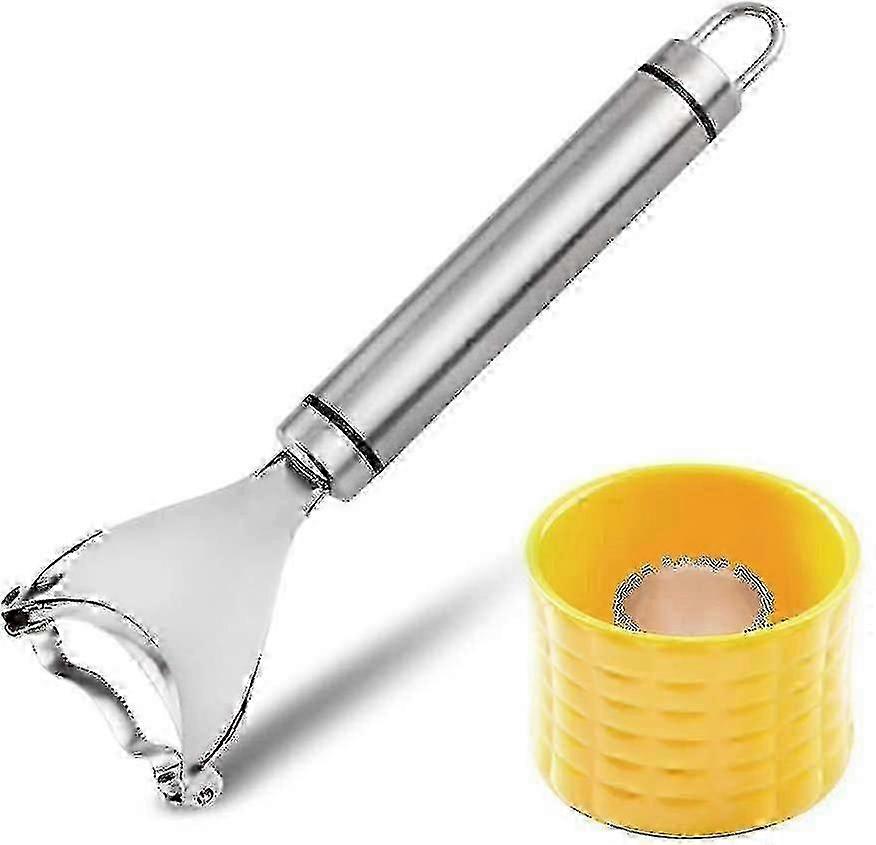 Corn Slicer Peeler, Thresher & Corn Stripper Tool, Kitchen Cob Kerneler Cutter Stripper (grid)
