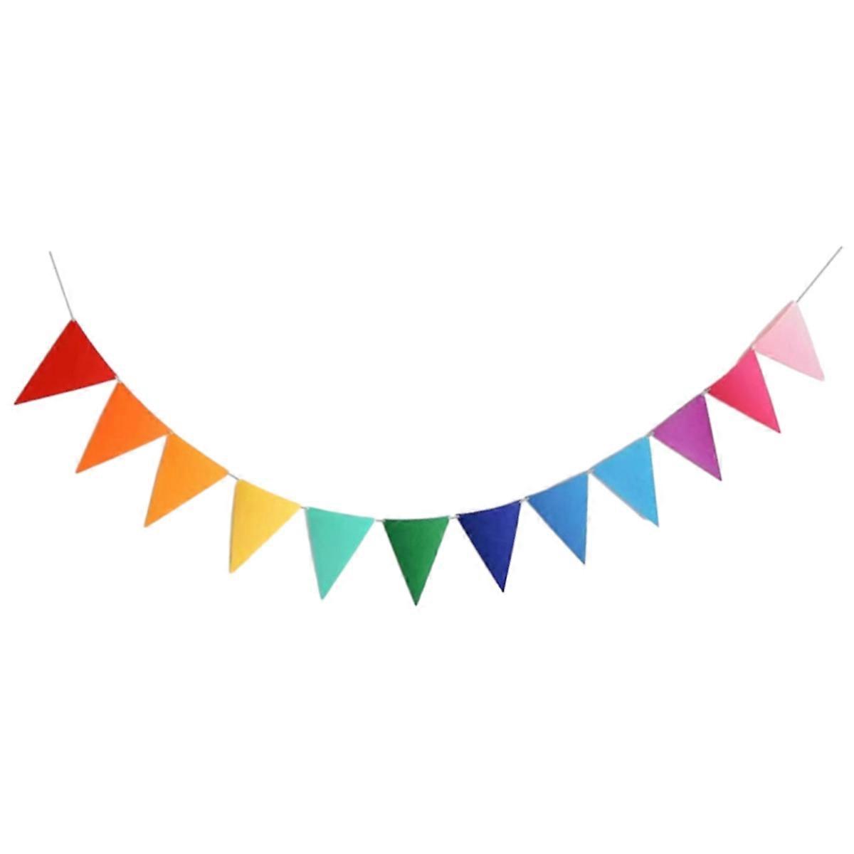 Non-woven fabric banner rainbow pennant, colorful triangular flags 2.5 m