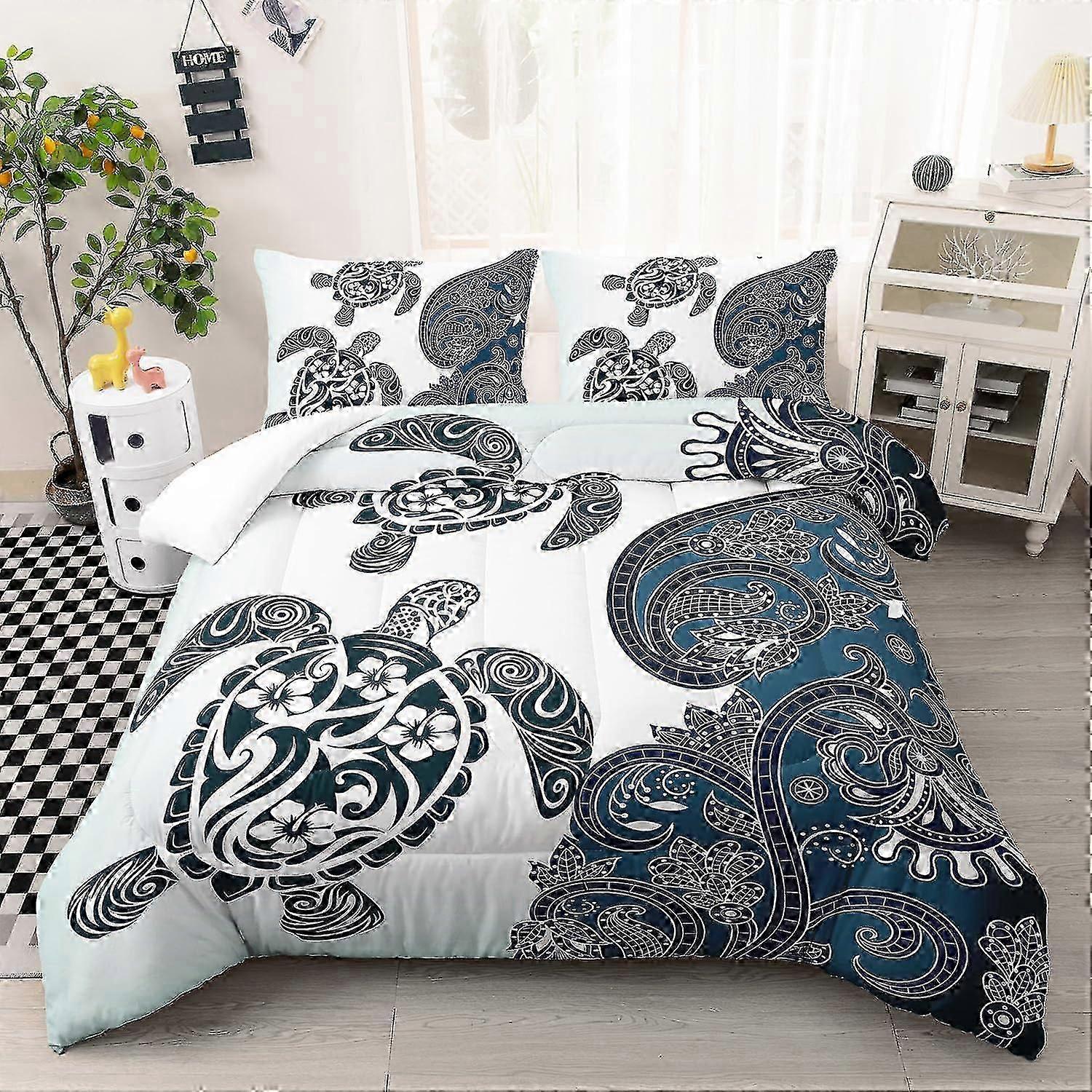 b1597 Lençóis Roxo Azul Aquarela Aquarela Peixe Conjunto de Cama de 3 Peças 1 Capa de Colcha e 2 Fronhas Lençóis gb1597