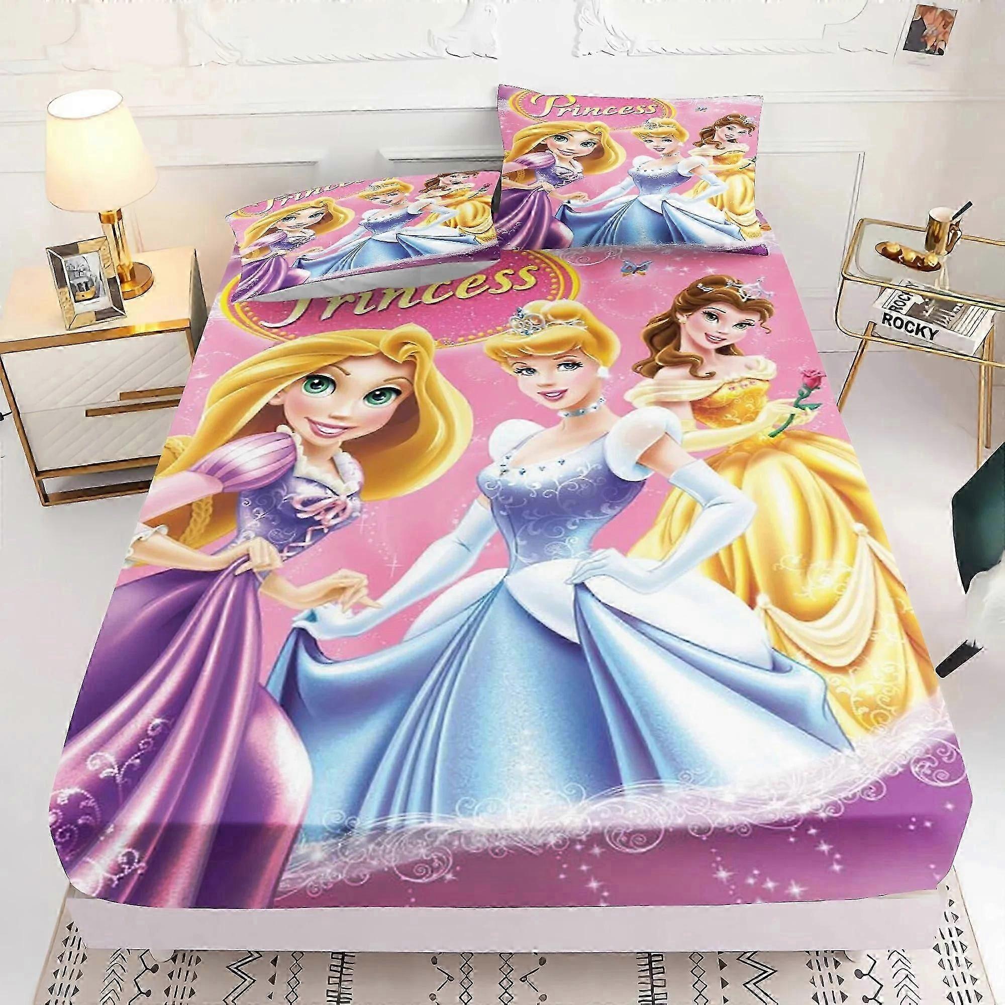 y841 طقم ملاءات سرير أميرة مطاطية ، شرشف فتاة للمراتب مقاس 30 سم ، ملاءة سرير بطبعة أنيمي مع ملاءات سرير أكياس وسائد vvb841