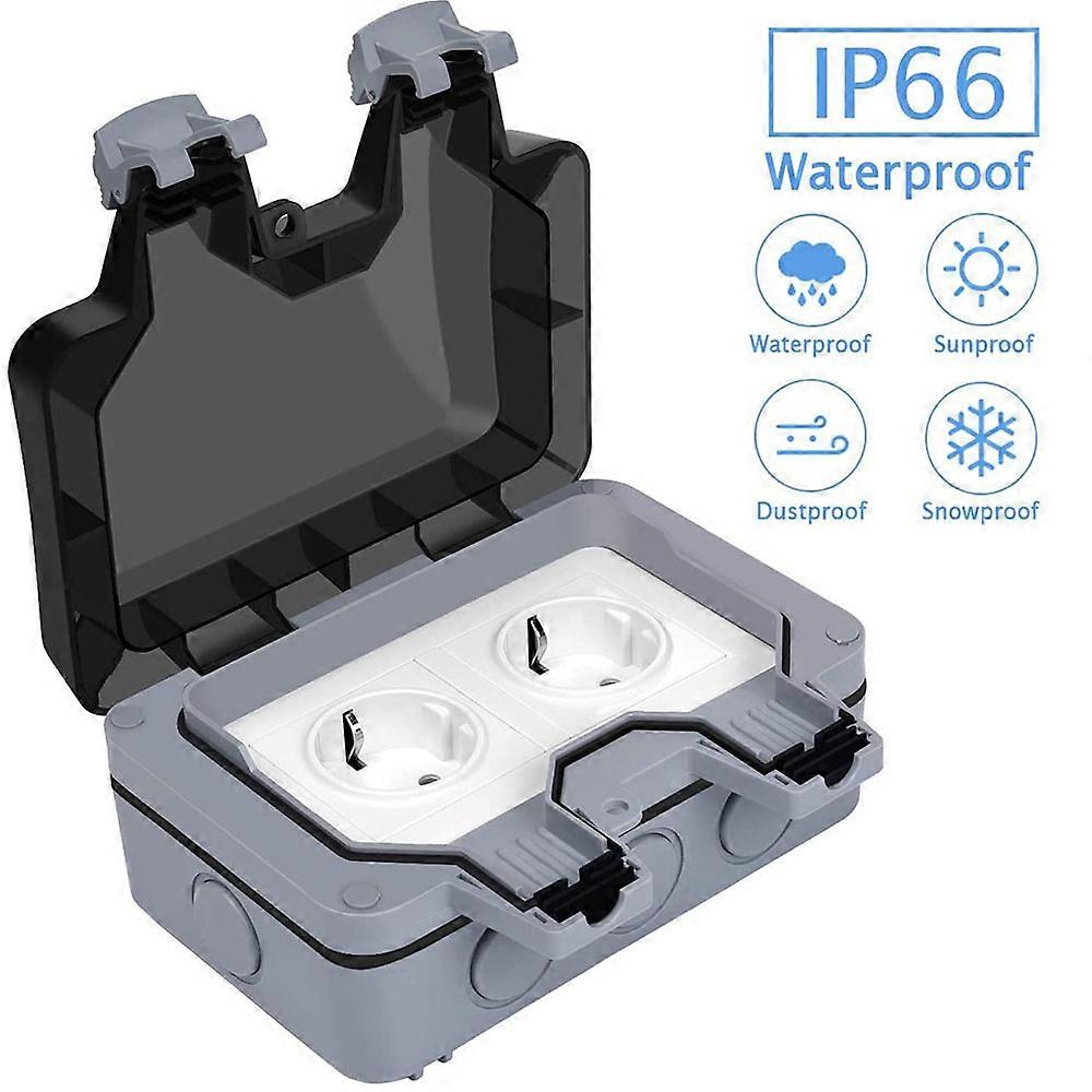 Socket with lid outdoors - All in one frame + flush-mounted insert + cover, waterproof external socket, dustproof surface-mounted socket