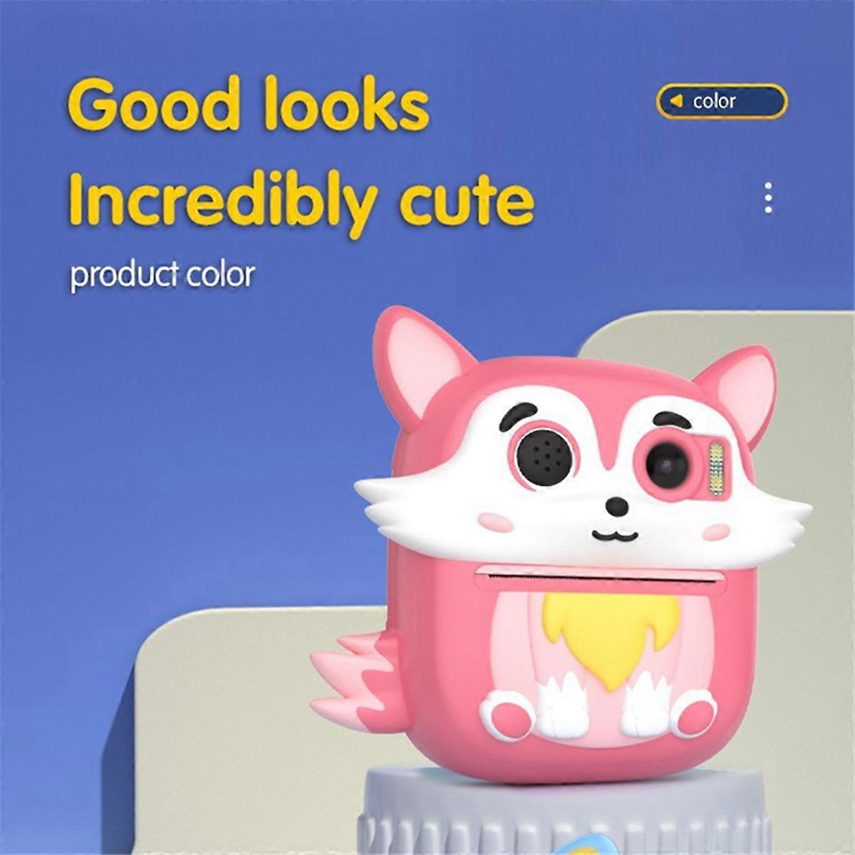 Kids Camera Instant Print 1080P Dual-Lens Selfie Digital Camera with Print Paper and Silicone Case B