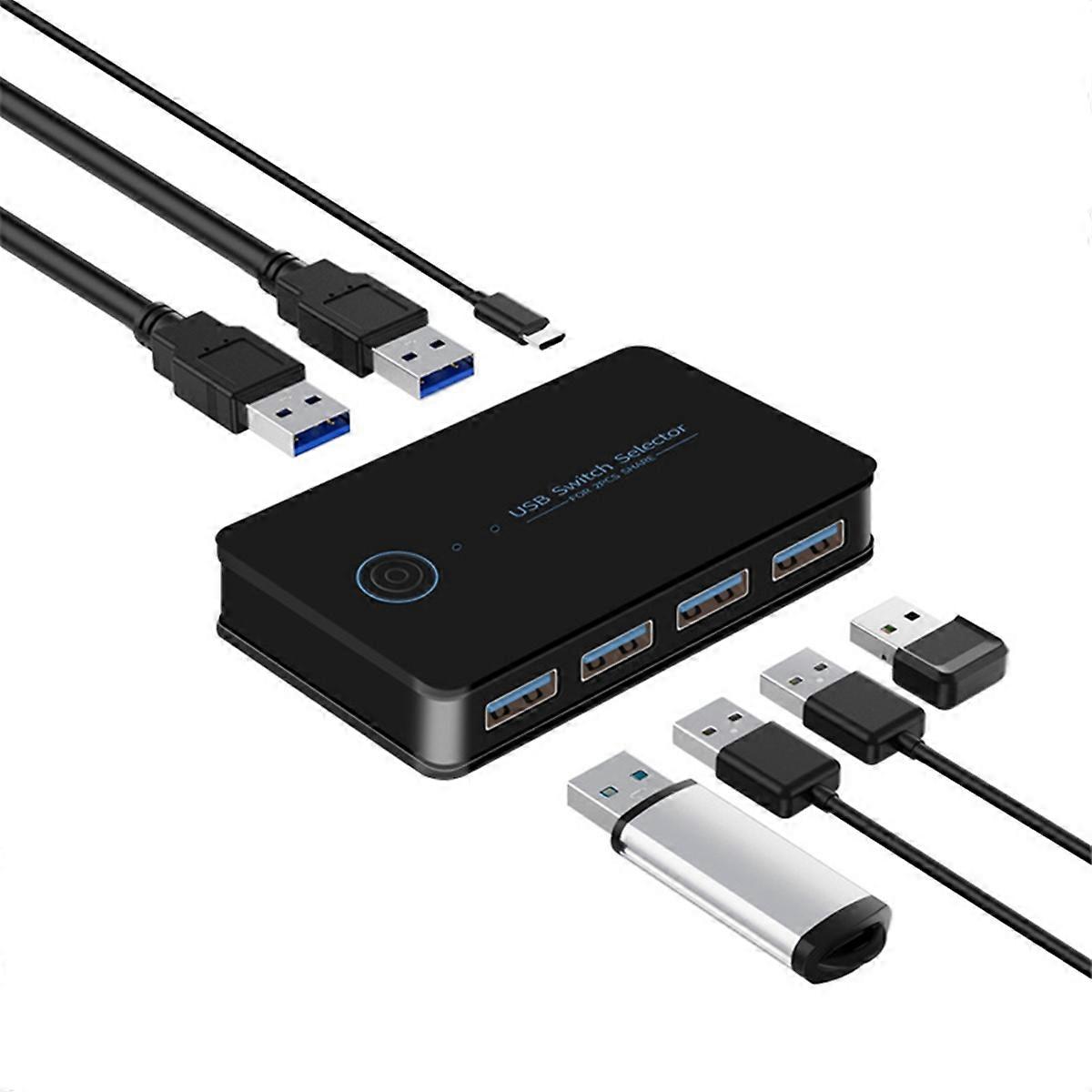 USB KVM Switch for Laptop PC Keyboard Mouse Printer USB 3.0 Hot