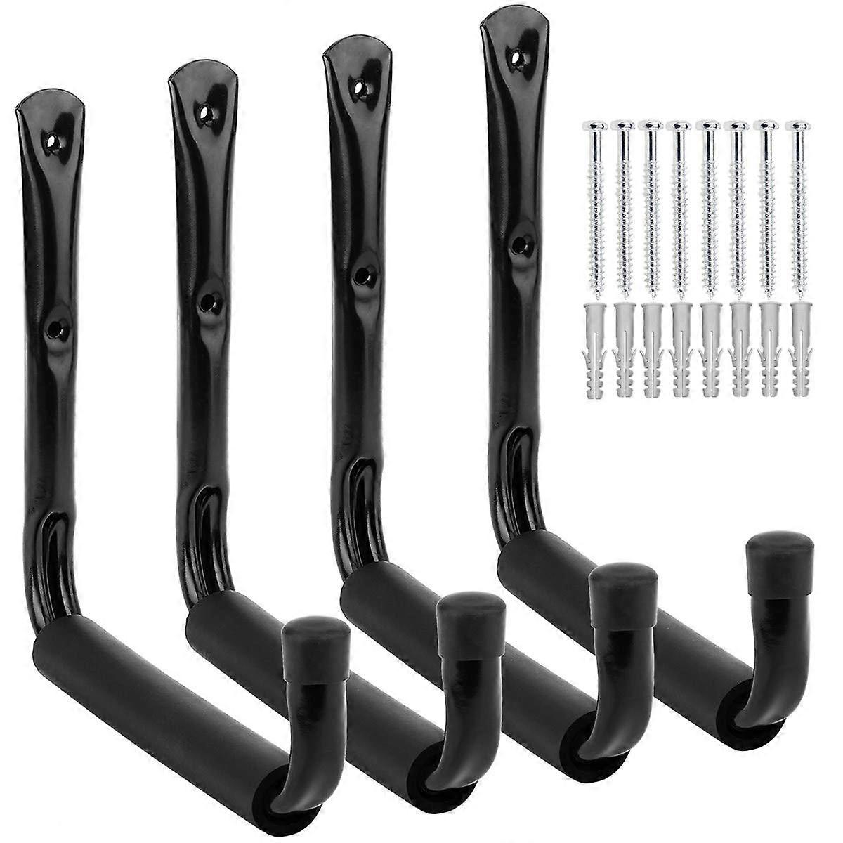 4 Pcs Jumbo Arm Hanger Utility Hooks for Garage Garden 8' Hook Black