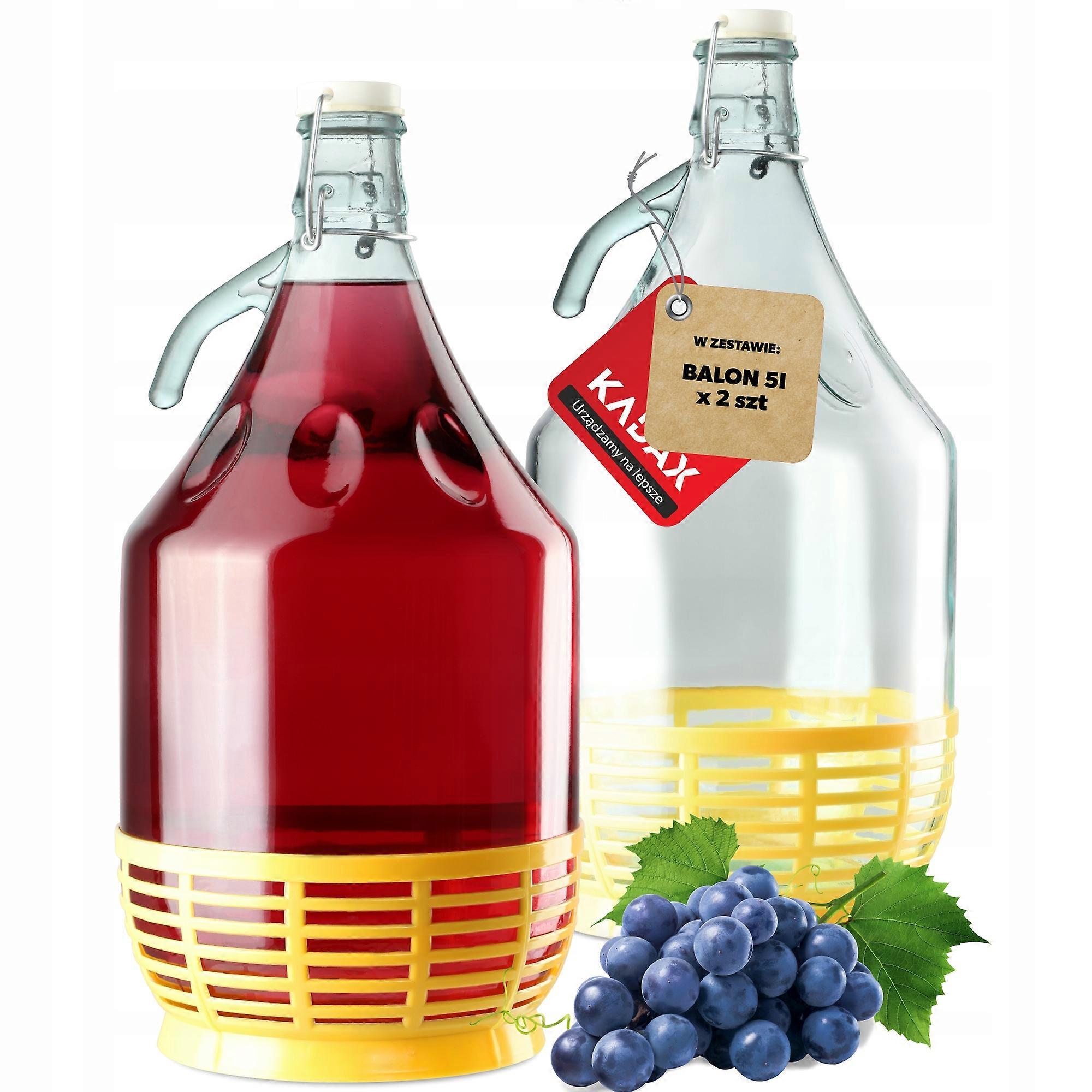 KADAX 2x Wine Balloon 5L with Basket and Stopper