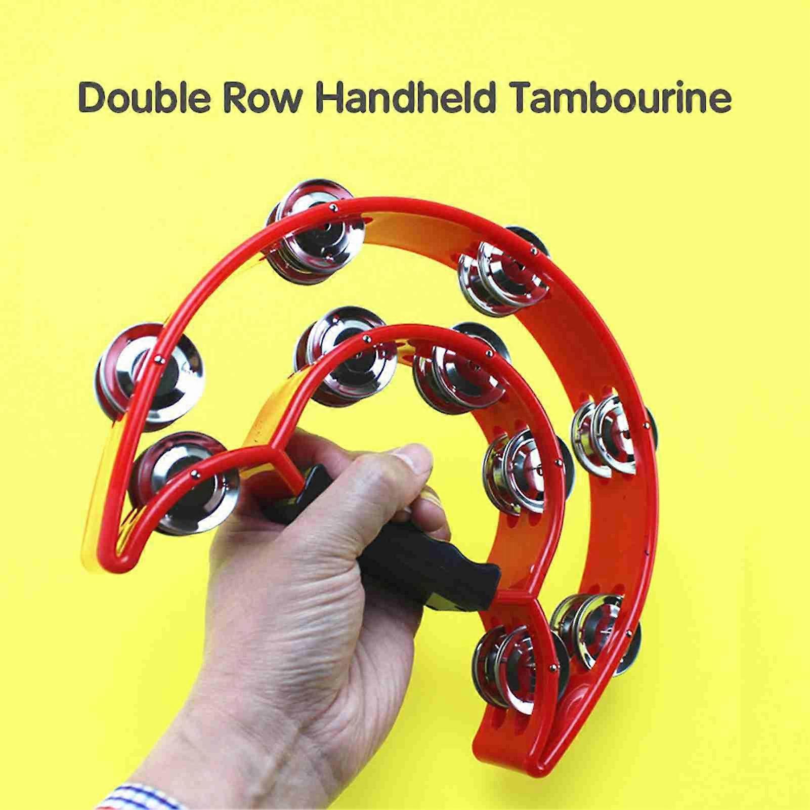 Handheld Tambourine Double Row Handbell Ergonomic Handle Grip Tambourine for KTV Party