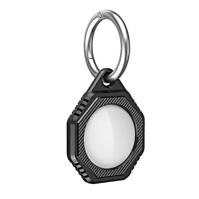 Octagonal Style Anti-scratch Shockproof Carbon Fiber TPU Case with Keychain Ring Loop For AirTag