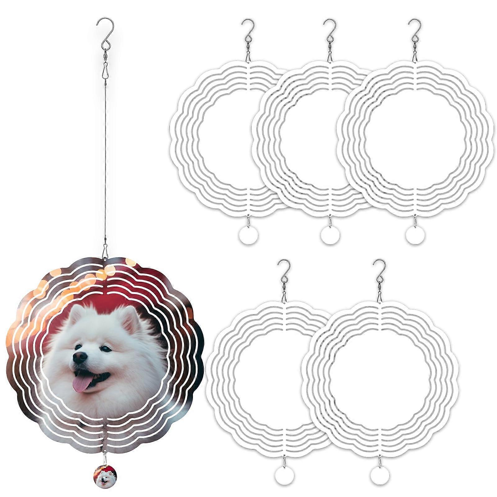 5 Pcs 8 Inch 3D Aluminum Wind Spinner Blanks for Sublimation with Pendant, Blank Art Decor for Customization