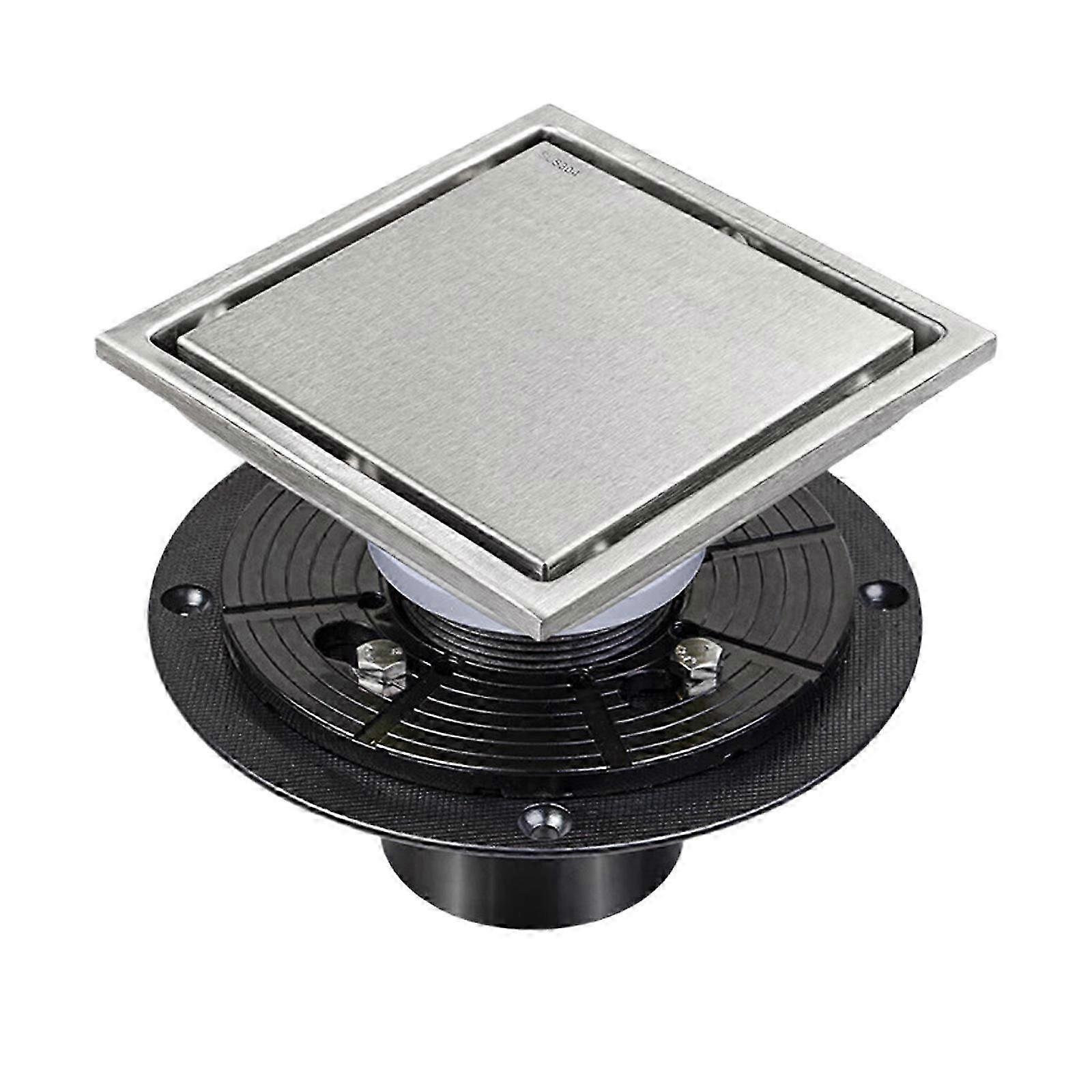Multifuncional 4 Polegadas Banheiro Ralo de Piso Aço Quadrado Designings Ralo de Piso Simples Remoção de Detritos Cesta de Filtro Destacável 6 Polegadas Prata