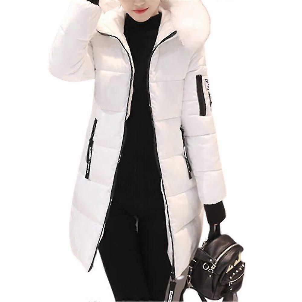 Women's Winter Puffer Jackets Windproof Mid-length Full Zip Coat With Hood