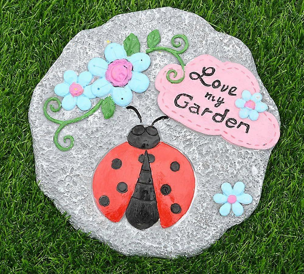 Garden Stepping Stone 9.8 Inch Ladybug Design Non-Slip Decorative Patio and Outdoor Walkway Landscaping Stone