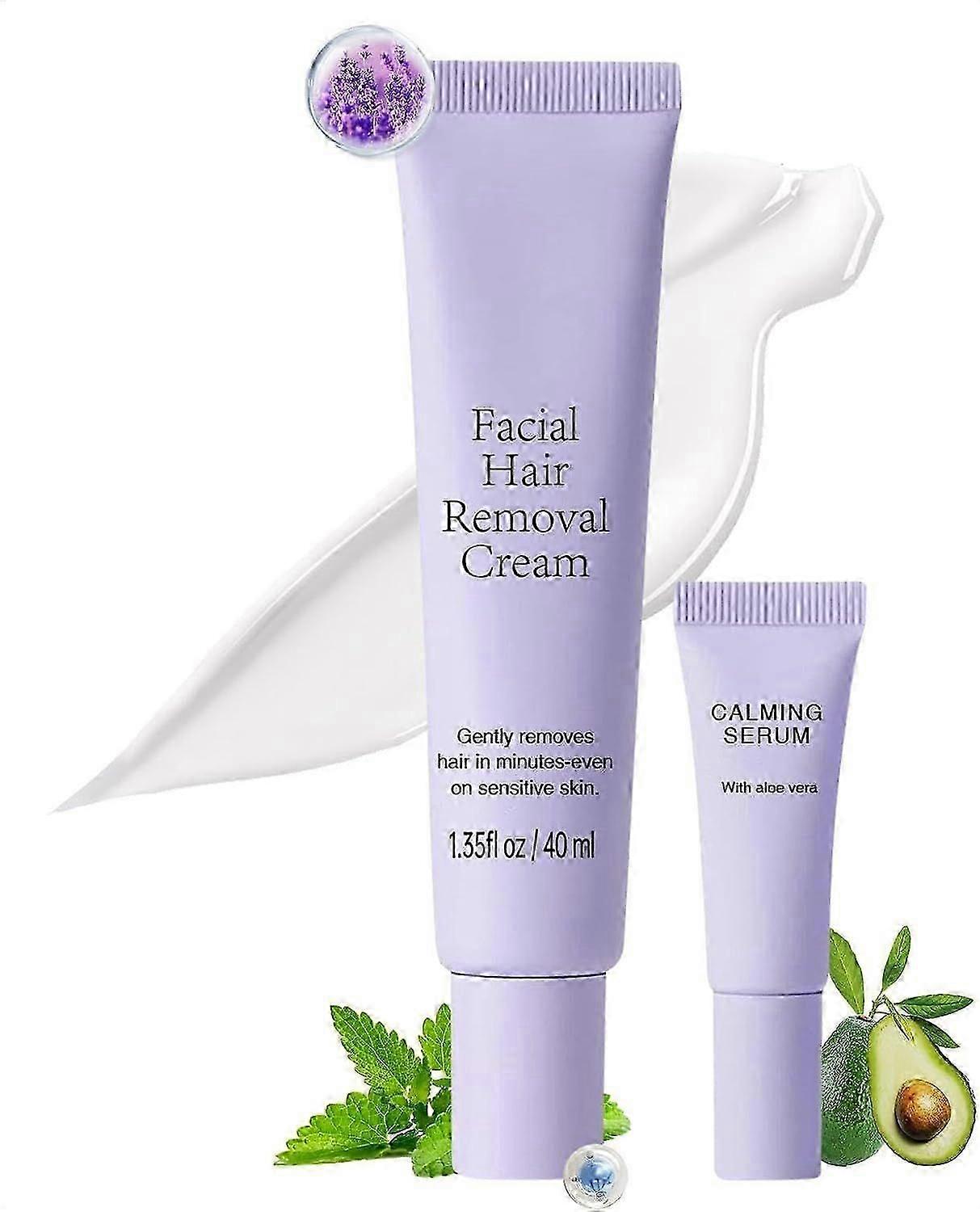 Facial Hair Removal Cream, Hair Removal Epilator Cream, Soothing Gentle Formula, Easy to Use, Long-Lasting Results, for Sensitive Skin