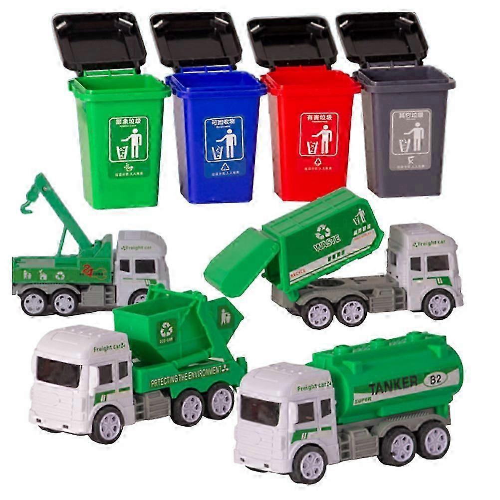 Garbage Truck Toy Simulation Sanitation Garbage Trucks Model with Trash Cans Inertial Dump Garbage Vehicles Car Outdoor or Indoor x