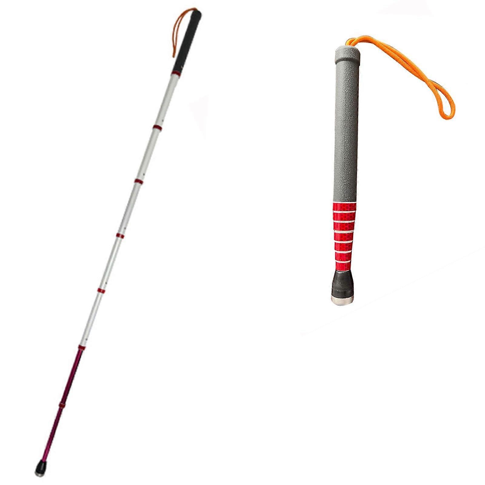Telescopic Blind Cane 8 Sections Titanium Alloy Folding Walking Cane Night Warning Reflective,with Roller Head