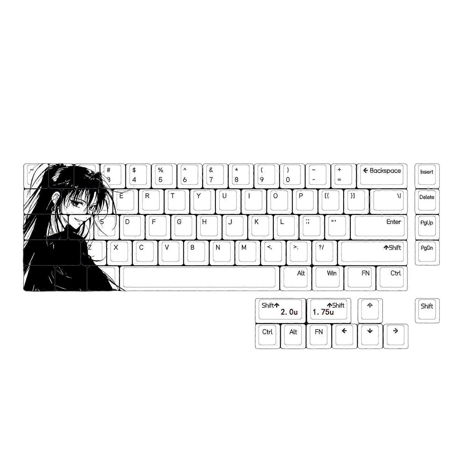 75Keys Heroine Keycaps 5Sides Dye Sublimation For Mechanical Keyboard Original Height For Typing and Gaming