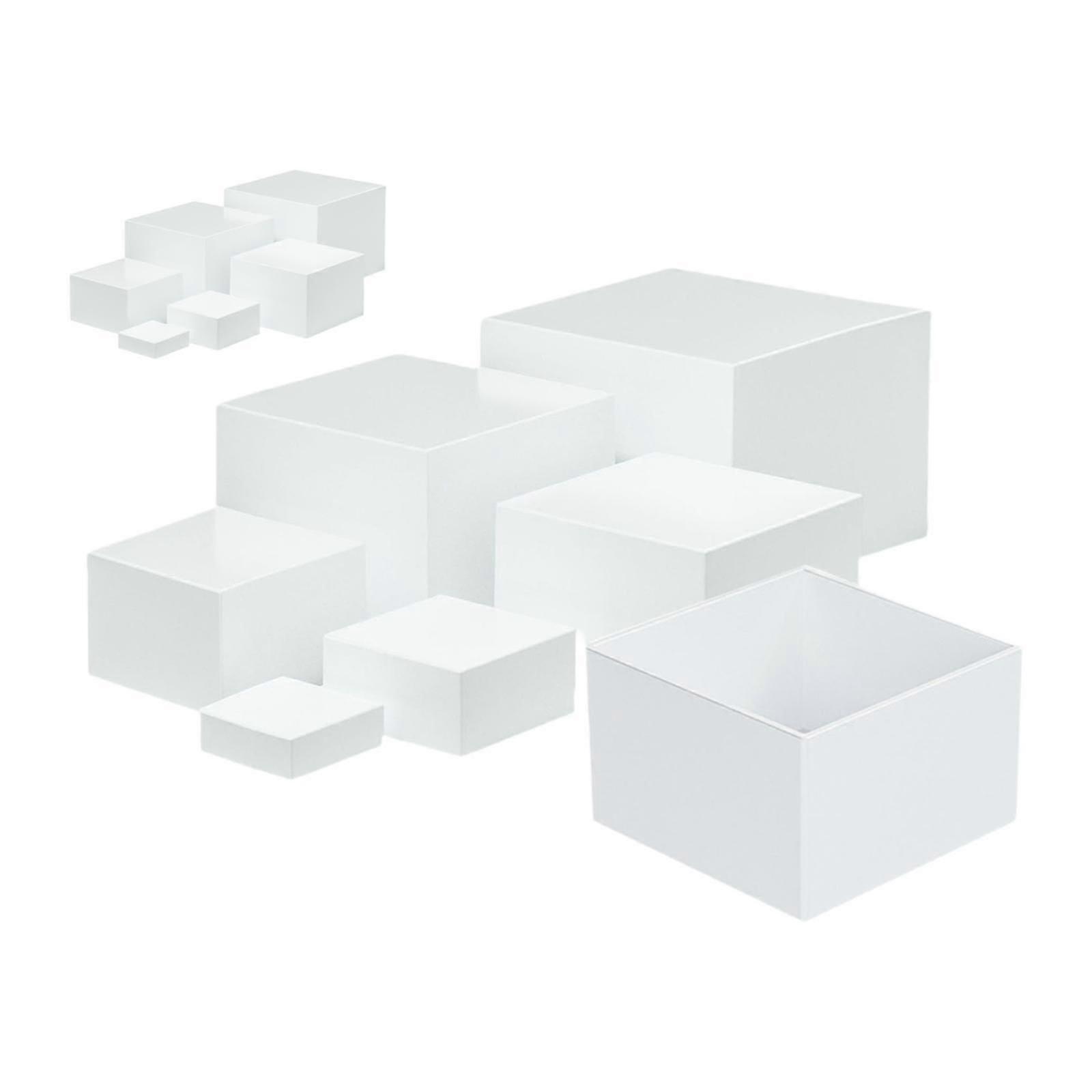 7 Pieces Acrylic Cube Display Box Riser Nesting Riser Table Stand Display Stand 5 Sided Buffet Riser Food Riser for Jewelry