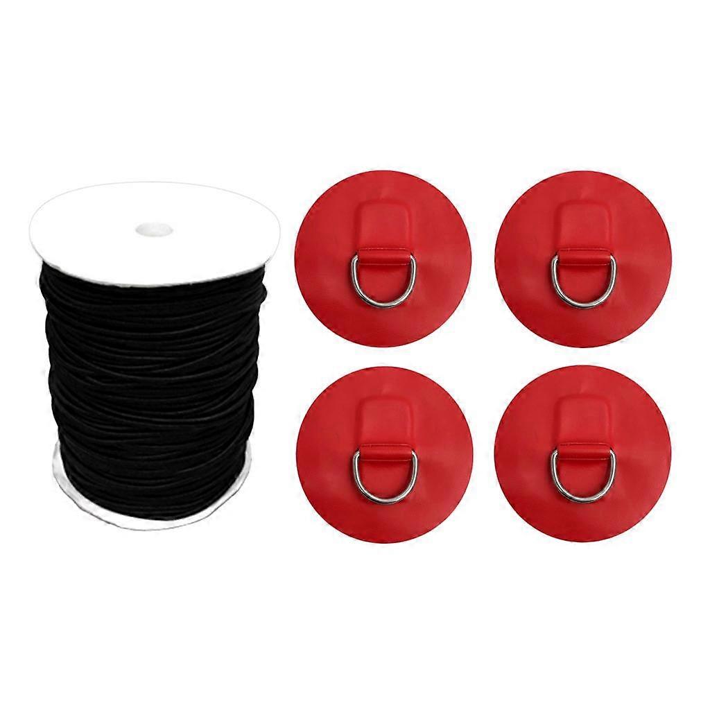 4 x rustfritt stål D-pute/og 5 mm ledning for PVC oppblåsbar båtflåtejolle