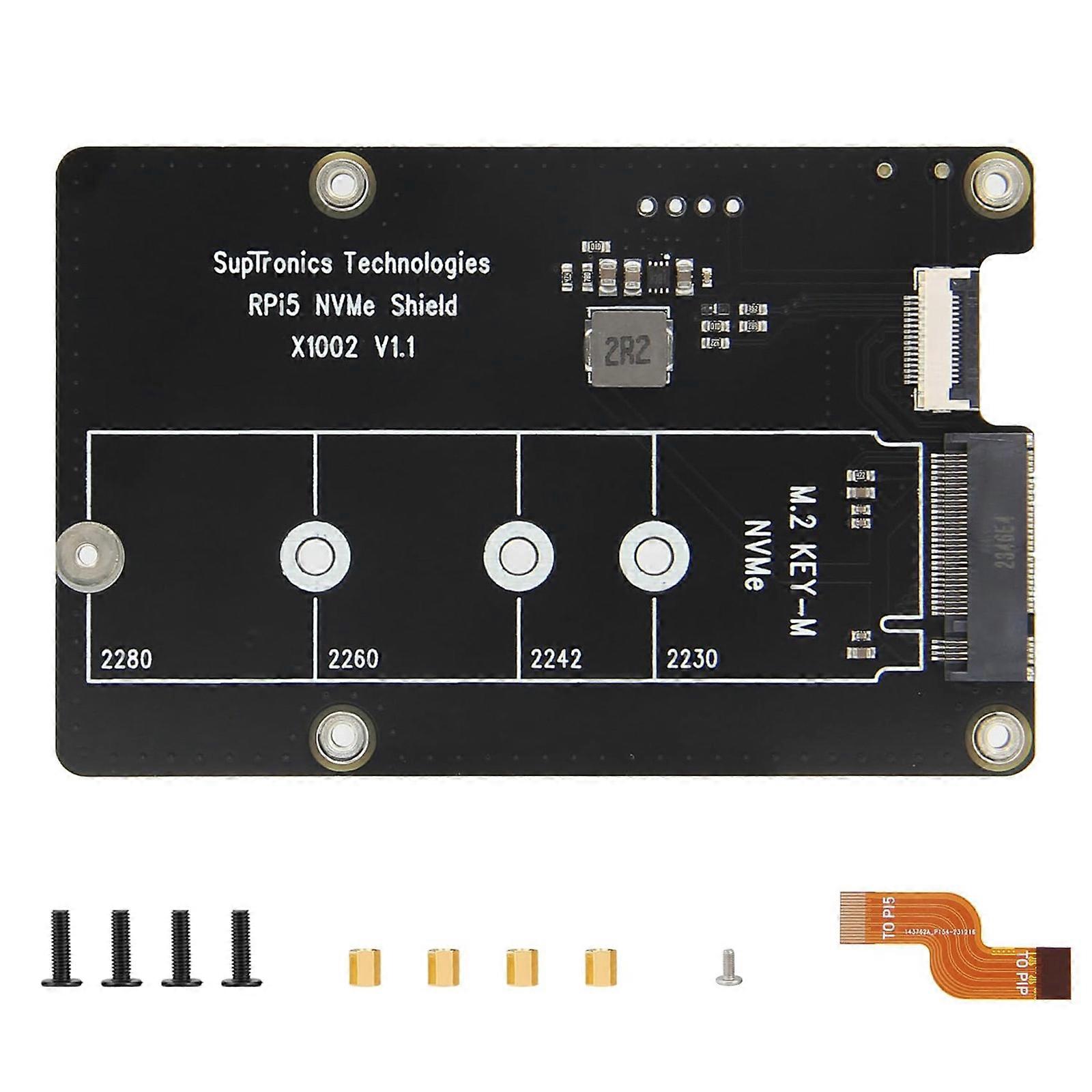 X1002 PCIe M.2 NVMe Board Bottom HAT Optimized Speed for Pi 5 Development Board