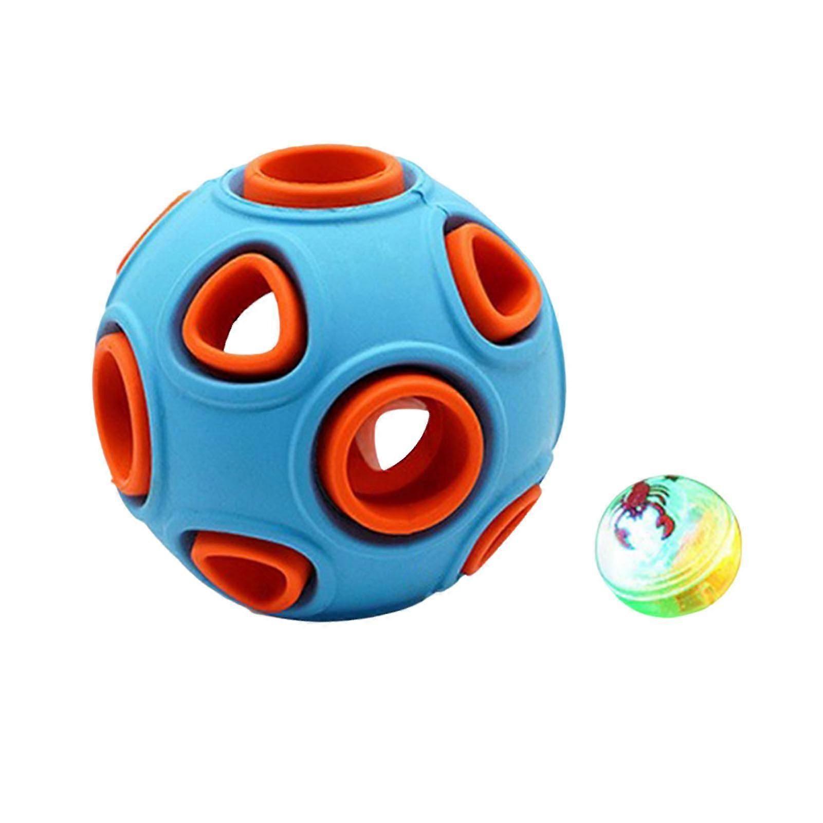 Dog Balls with Bell Sound Rubber Bouncy Fetch Ball Chew Resistant Teeth Cleaning Anemone Interactive Ball for Puppies Small Medium Dogs Interactive Pl