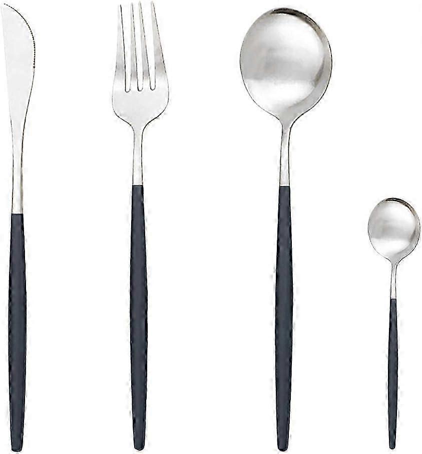 24-Piece Silverware Set with Matte & Satin Finish for Home
