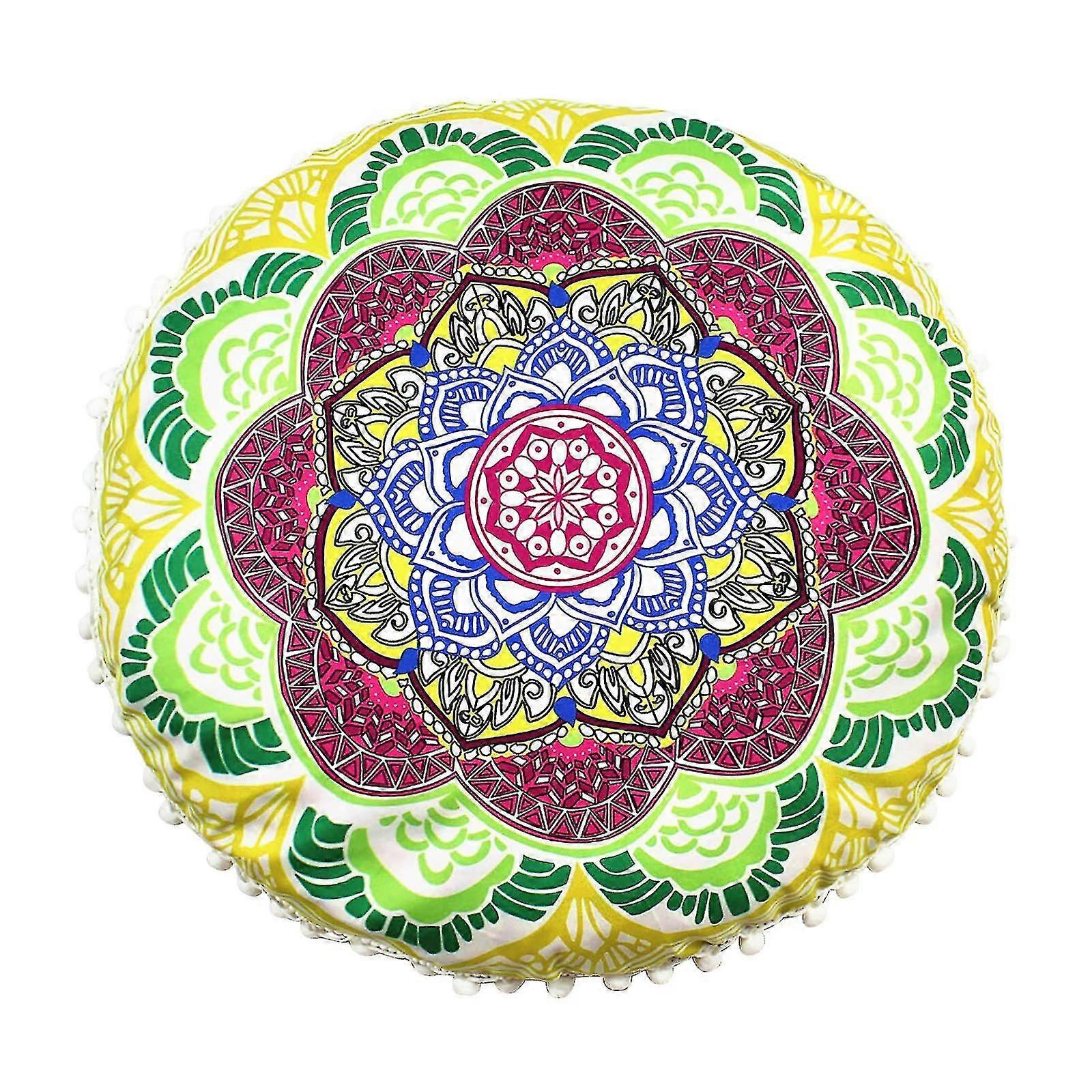 Holiday Ornaments Round Bohemian Meditation Cushion Cover Ottoman Cushion Pillowcase Sofa Cushion Q