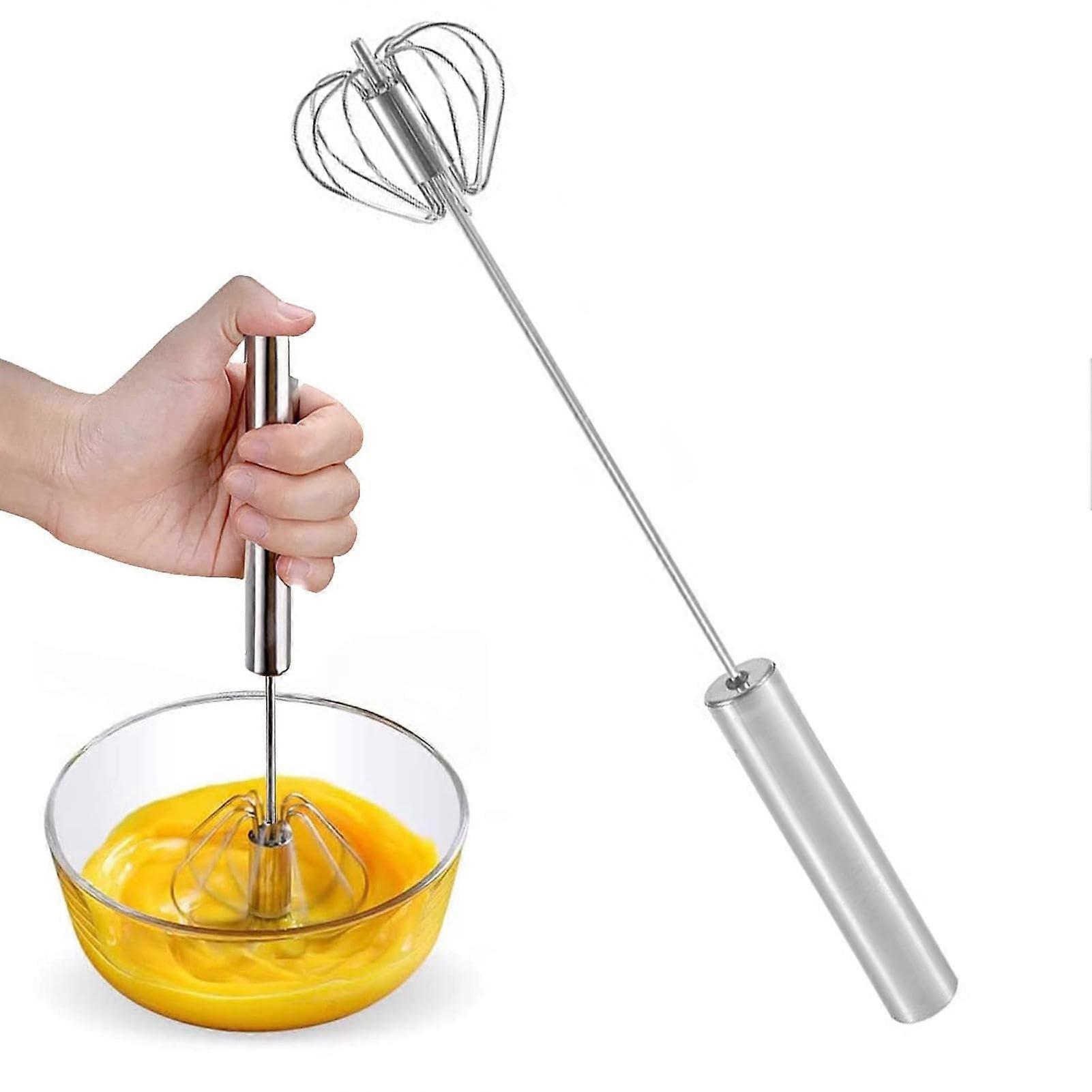Semiautomatic whisk, stainless steel, hand mixer for frothing mixing, beating