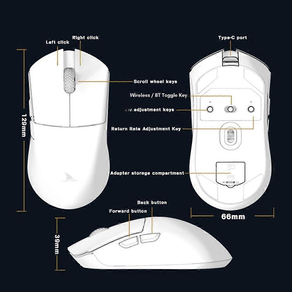 Motospeed Darmoshark Mouse 2.4G Wireless BT5.0 & Type-C Wired Slim Rechargeable Slience Mouse for PC Computer Notebook with USB Receiver 4800 movemen