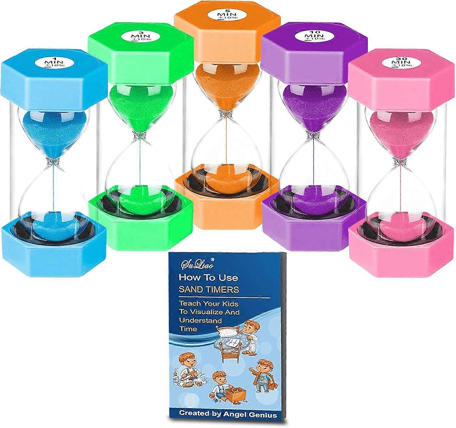 Hourglass Sand Timer for Kids, Sand Clock 1/3/5/10/30 Minutes Set, (Pack of 5)