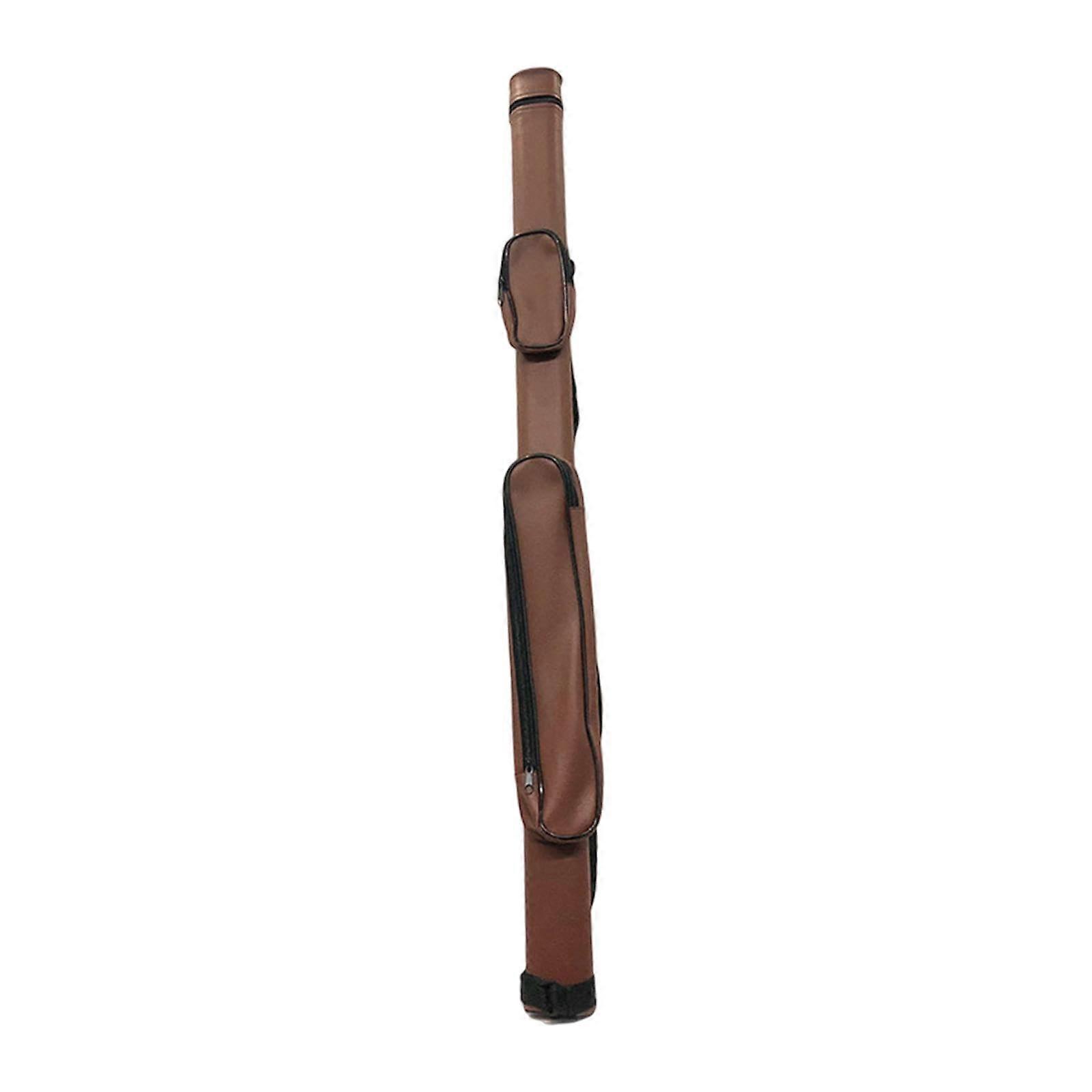 Billiard Cue Case, Carry Bag for Pool Cues, 1 x 1, Adjustable Strap, Organiser Container with Divider, Hard Tube Holder, E 115 cm, brown