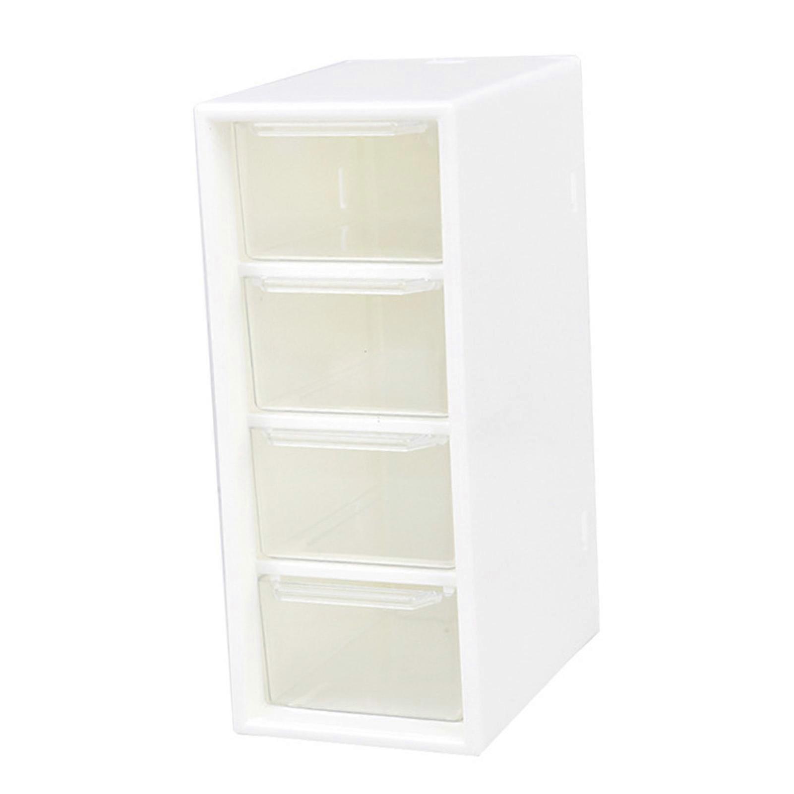 Desktop 4 Drawer Storage Organizer Small Stackable Clear Plastic Storage Containers Box for Home Office