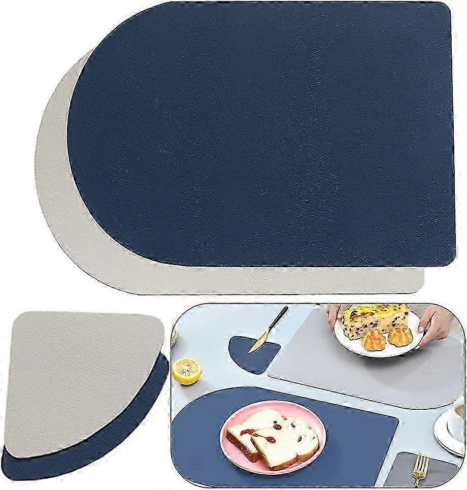 Set of 4 Blue Nordic Simple Heat Resistant Insulated Leather Placemats Suitable for Certain Brands with 2 Additional Placemats