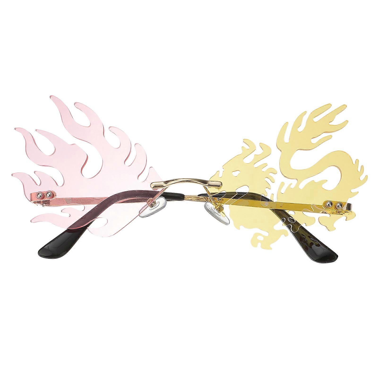 Rimless Dragon Sunglasses Funny Party Glasses Lightweight Glare Protection Unique Frameless Design for Beach Parties Festivals Creative Photos