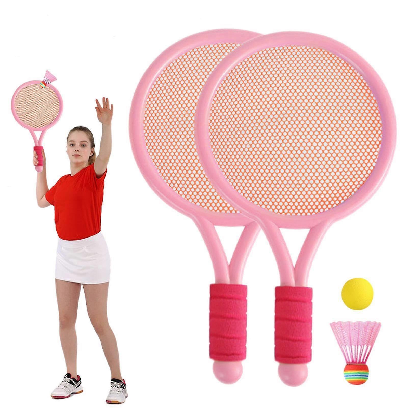 Indoor Badminton Set Professional Badminton Racket Set Interactive Game Badminton Equipment for Beginners Kids blue/pink