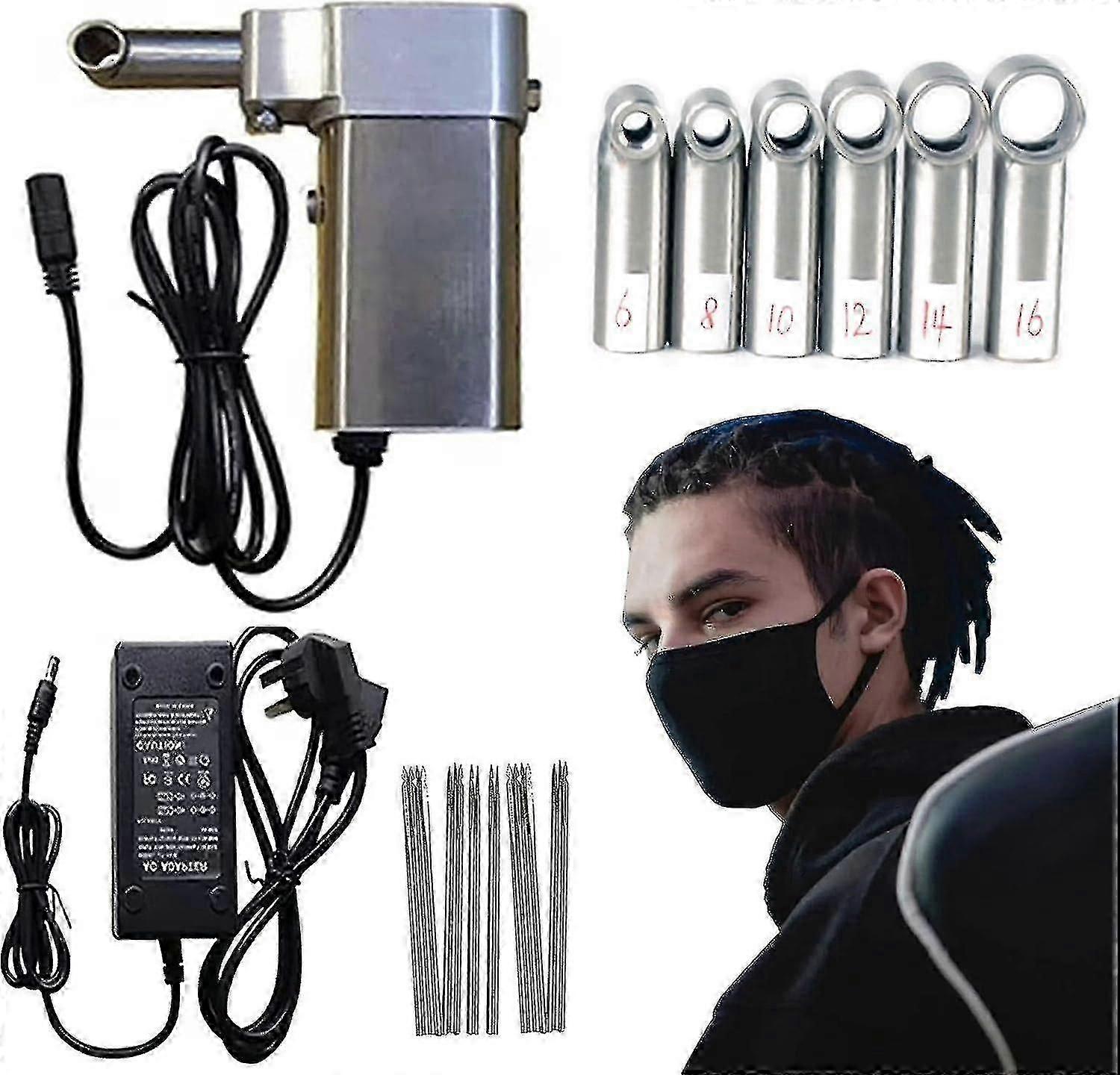 6-16mm Mini Handheld Dreadlock Maker, Portable Twist Braiding Making Machine - 6 Replacement Head, D