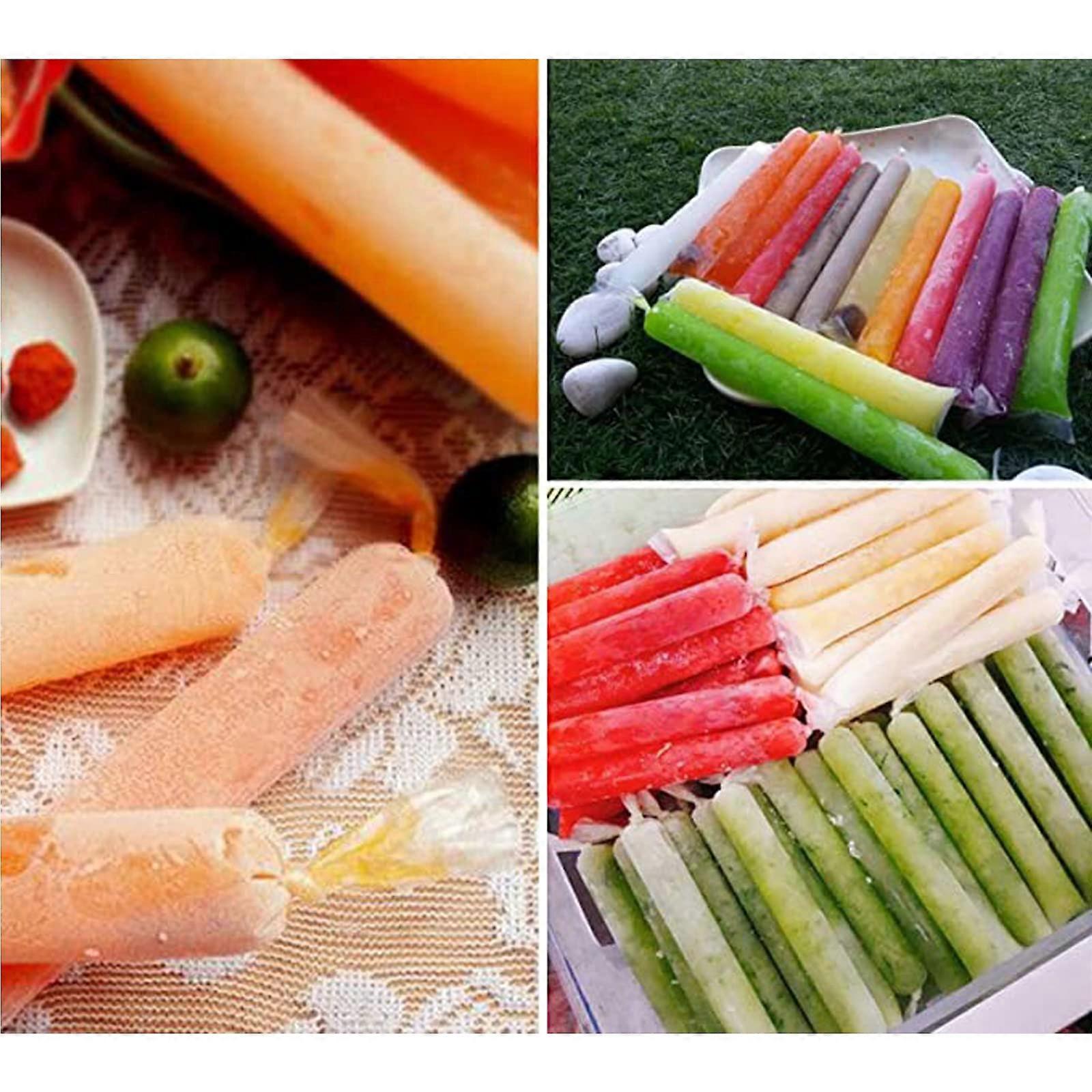 Stackable Easy Release Plastic Ice Bags 240PCS Ice Popsicle Bags Cold Ice Pack Cooler Bag Self-Seal Freezing Maker