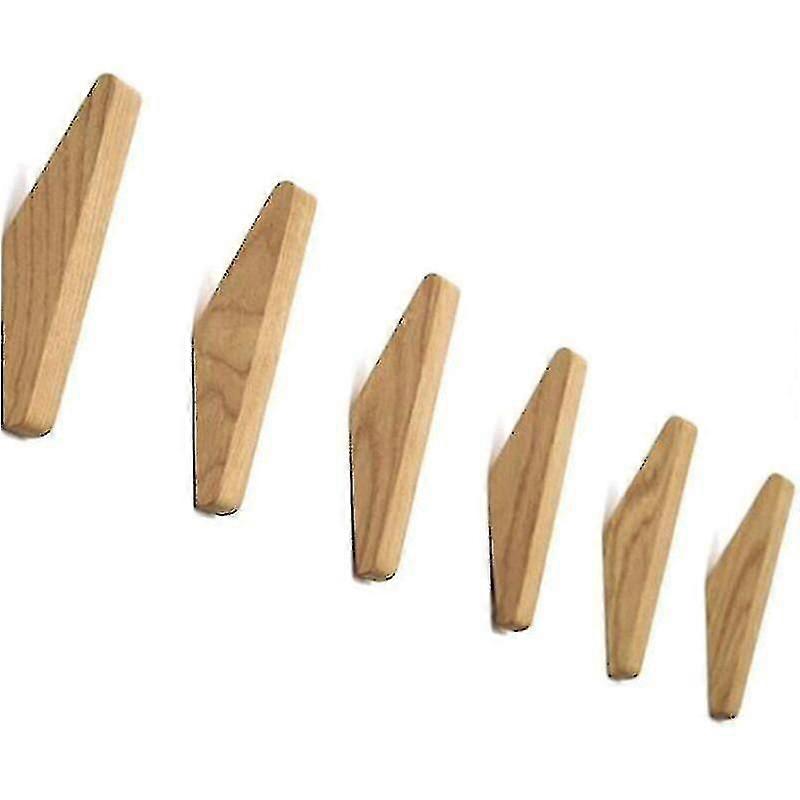 Set Of 6 Wooden Wall Hangers, Wooden Hooks, Wall Hooks, Self-adhesive Hooks, Sturdy Hooks, For Hanging Coats, Hats, Charp