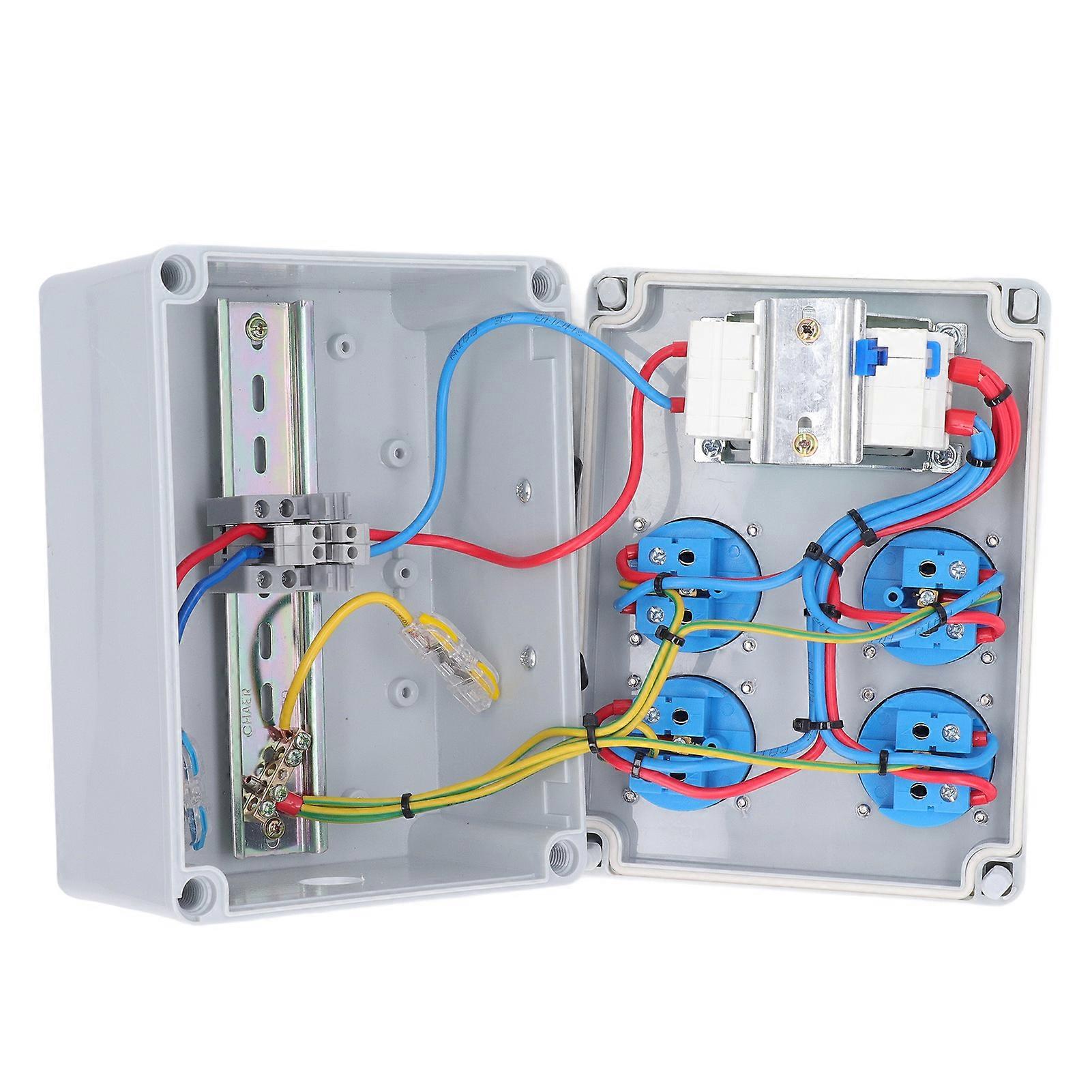 Industrial Socket Box RCBO RCD Mode 4 Position EU 250V 16A Portable Socket Box with AC230V 40A 1P+N Circuit Breaker