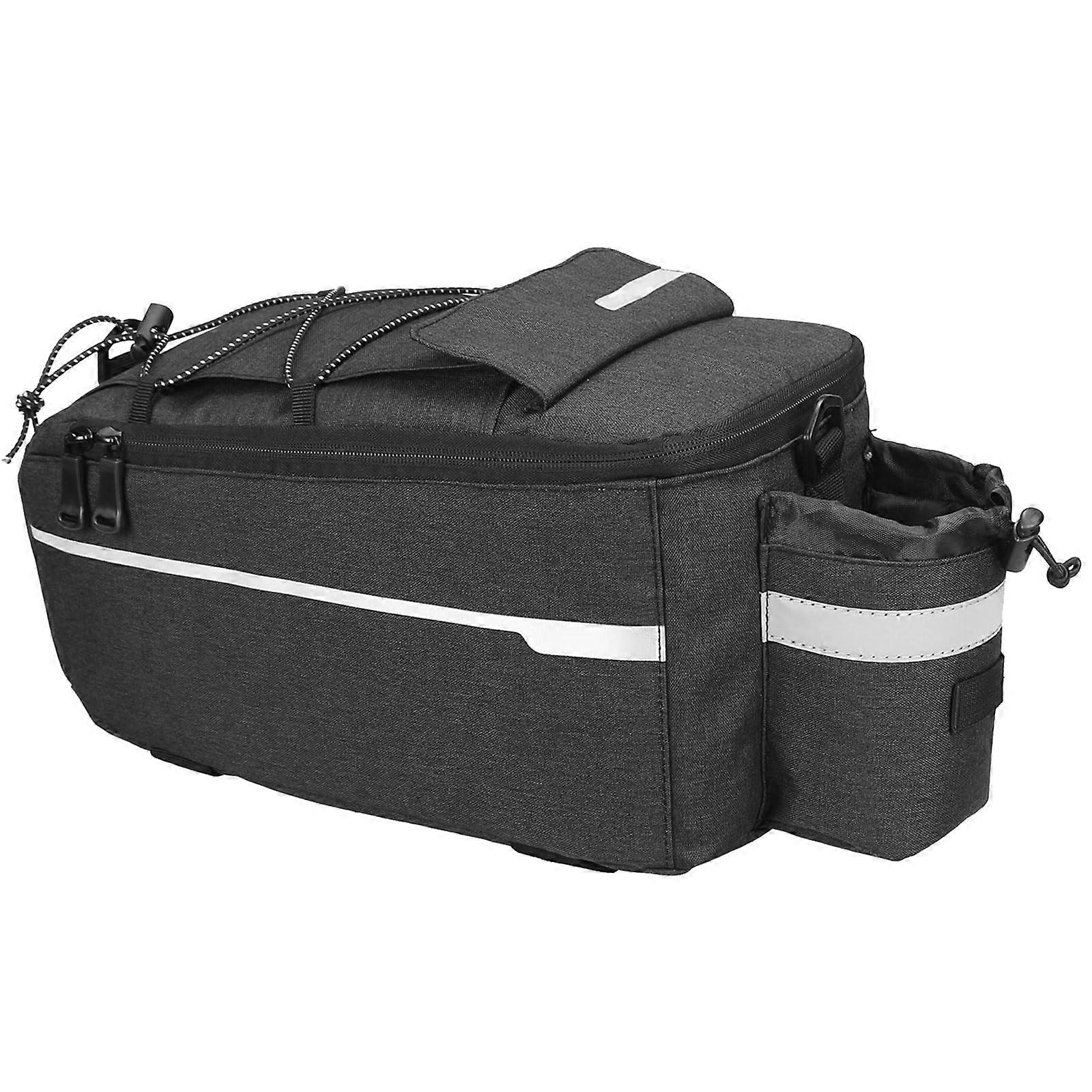 Bicycle Pannier Rack Bag for Bicycles Saddle Bag Bicycle Boot Bag with Drink Holder for Outdoor Travel Commuting Black