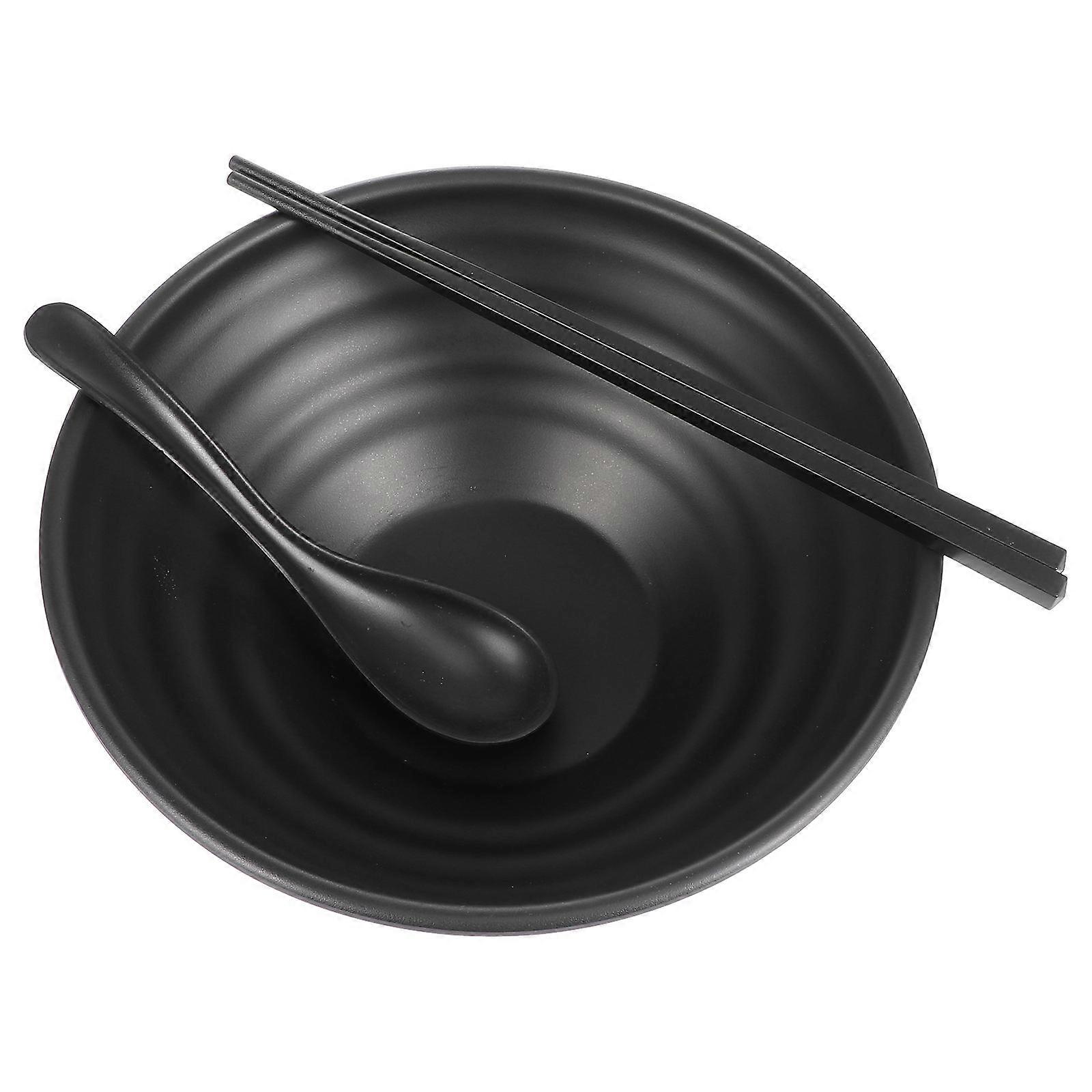 Bowl for Noodle and Salad with Elegant Design Easy to Clean Black 1 Set