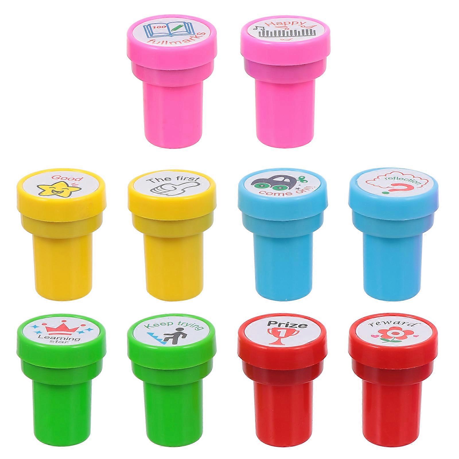 Self Inking Teacher Stampers For Classroom Prizes Motivation Recognition DIY Decorative Assorted Color 10Pcs