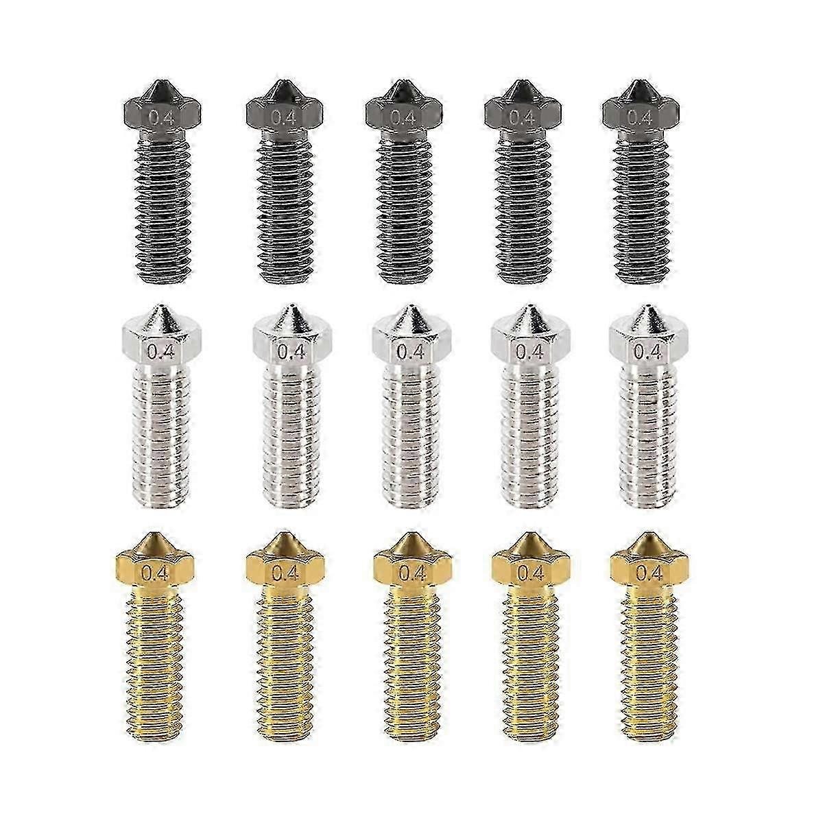 2025 suitable for 15Pcs V6 Volcano Nozzles 3D Stainless Steel Nozzle M6 Thread Nozzles 0.4mm V6 Brass Nozzles Hardene-YI WU CHUN HUI