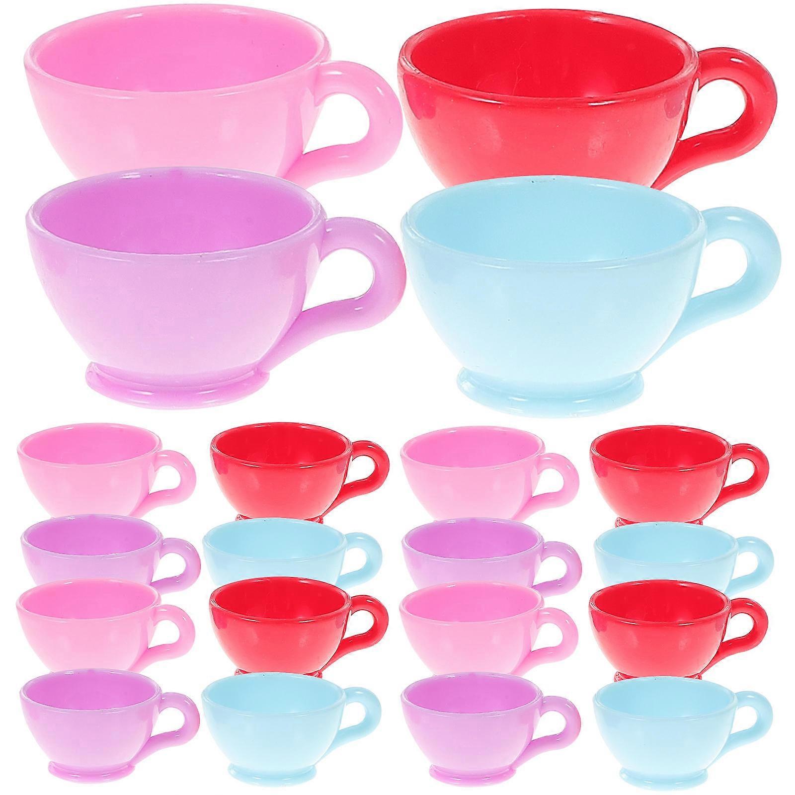Miniature Coffee Cup Mini Tea Cups Utensils For Home Decoration Projects Round Shape Pink 16Pcs