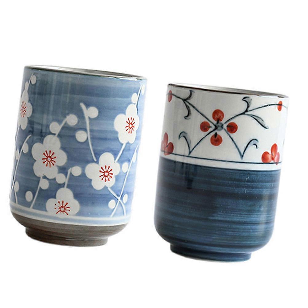 Ceramic Teacups Traditional Japanese Brewing Tea Assorted Color 7.5X7.5X10.5CM 2Pcs