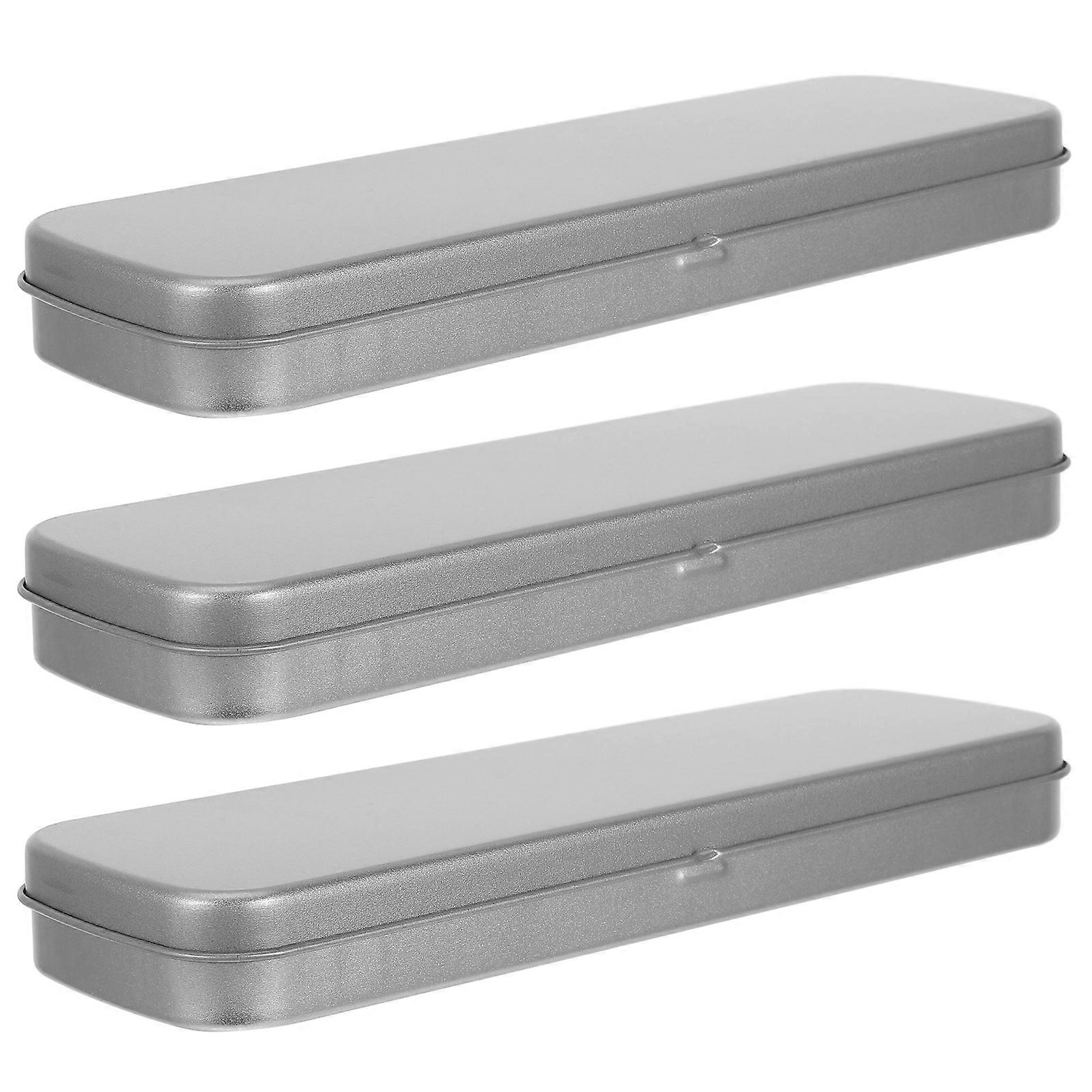 Tinplate Boxes Rectangular Hinged Lid Portable Box Container For Storage Jewelry Crafts 3Pcs