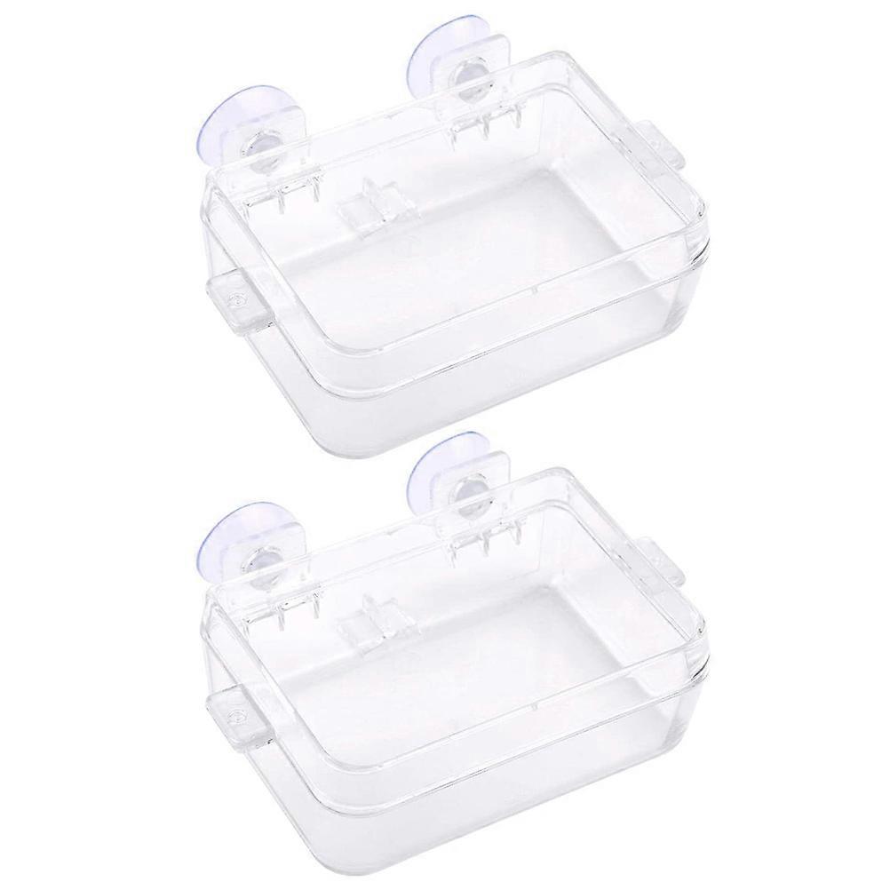 2pcs Clear Reptile Water Dish Lizard Feeder Escape Proof Feeding Bowl
