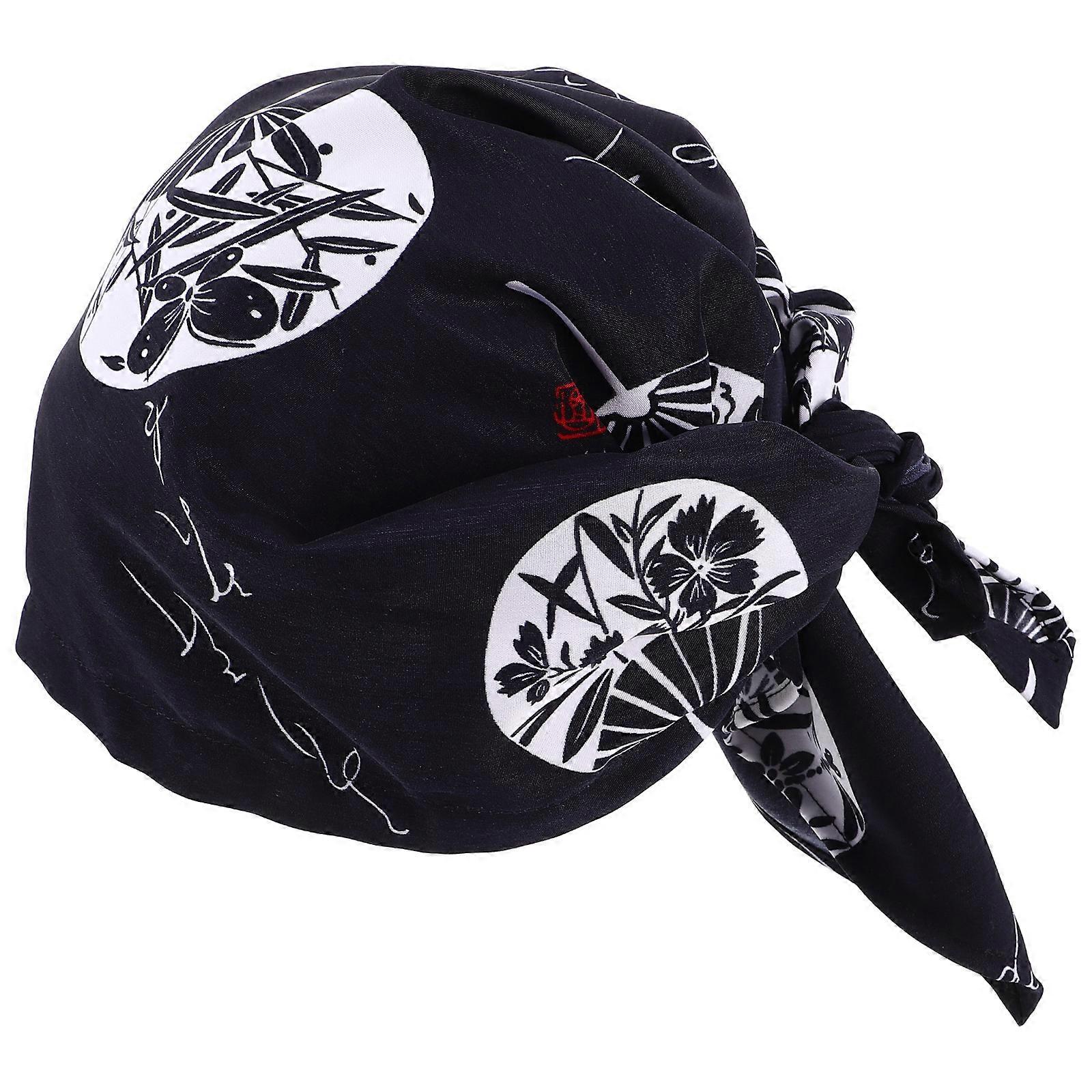 Japanese Style Chef Hat Adjustable Headscarf Cap for Cooking